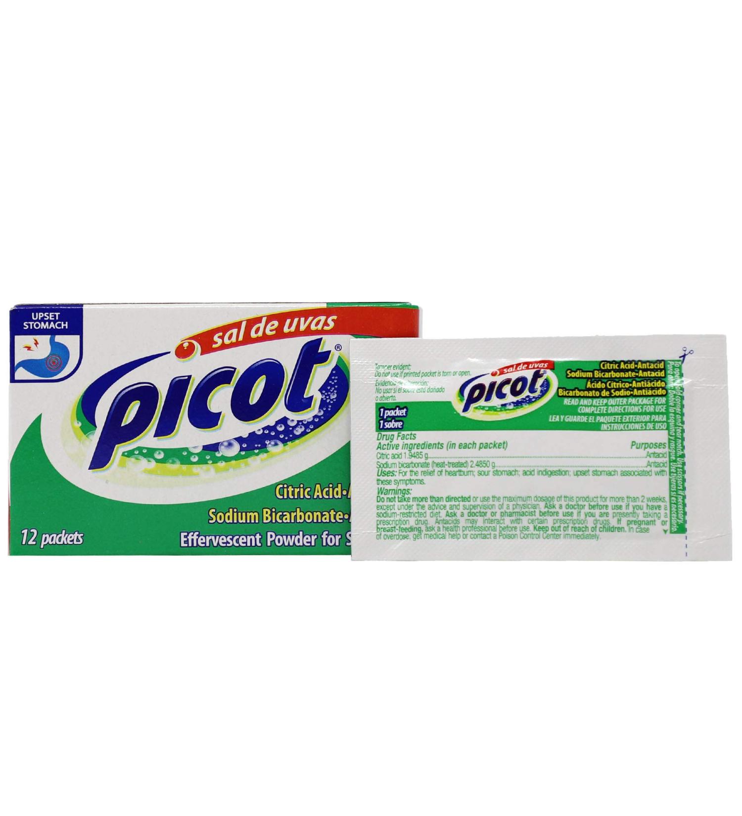 Sal de Uvas Picot Effervescent Antacid Powder - 0.17 Oz, 12 Packets - Buy Online on GoSupps.com