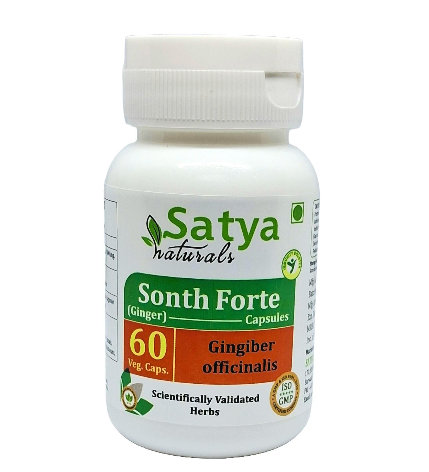 Sonth Forte Capsules 500 mg. 60 Veg. Capsule | Ginger (Gingiber officinale) Extract Capsules for Men and women | Ayurvedic Herbal Supplement/Remedies | 10:1 Forte (1 Bottle of 60 Capsules) 60 Count (Pack of 1) - Buy Online on GoSupps.com