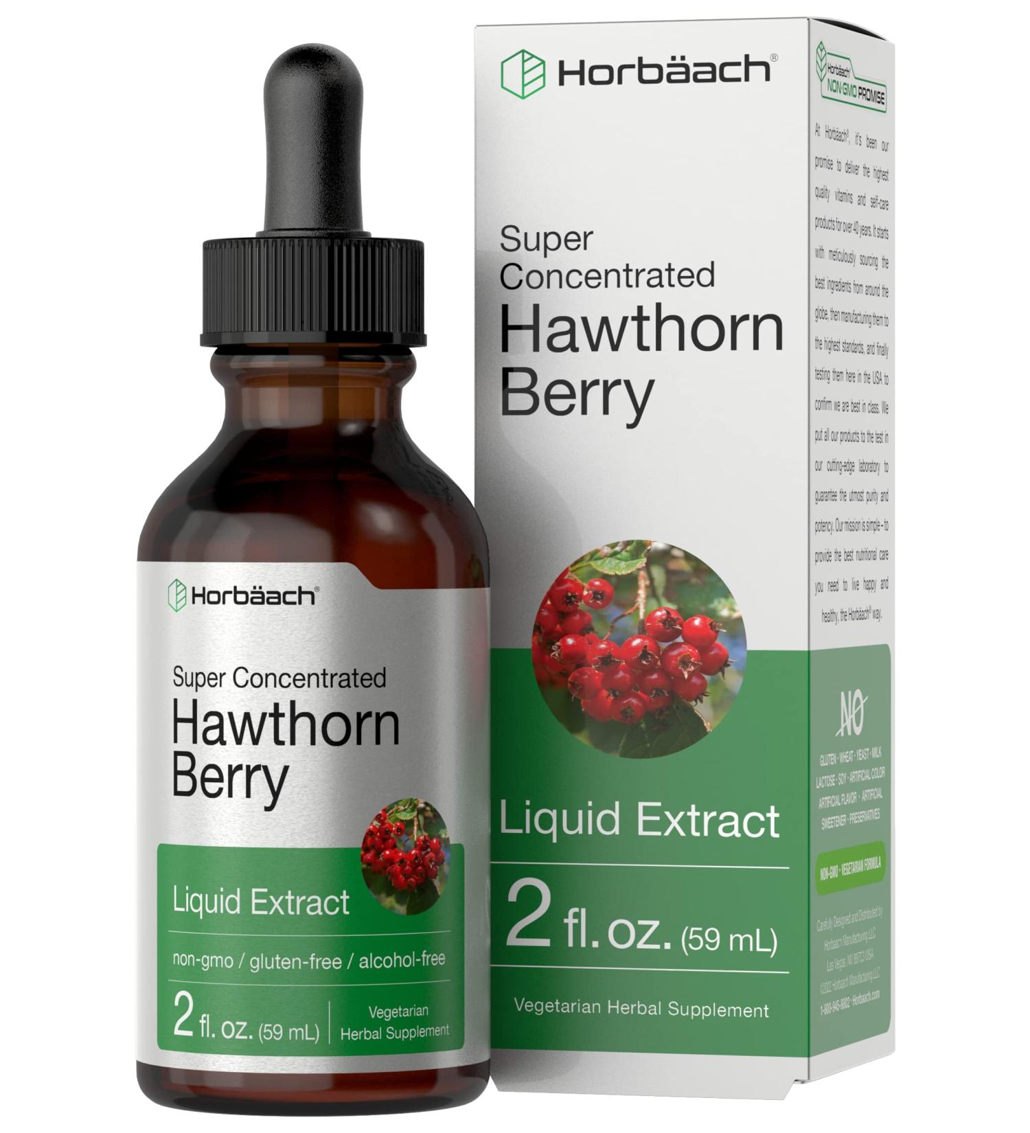 Organic Hawthorn Berry Extract | 2 fl oz Liquid Tincture | Alcohol-Free, Vegetarian, Non-GMO, Gluten-Free - Horbaach - Buy Online on GoSupps.com