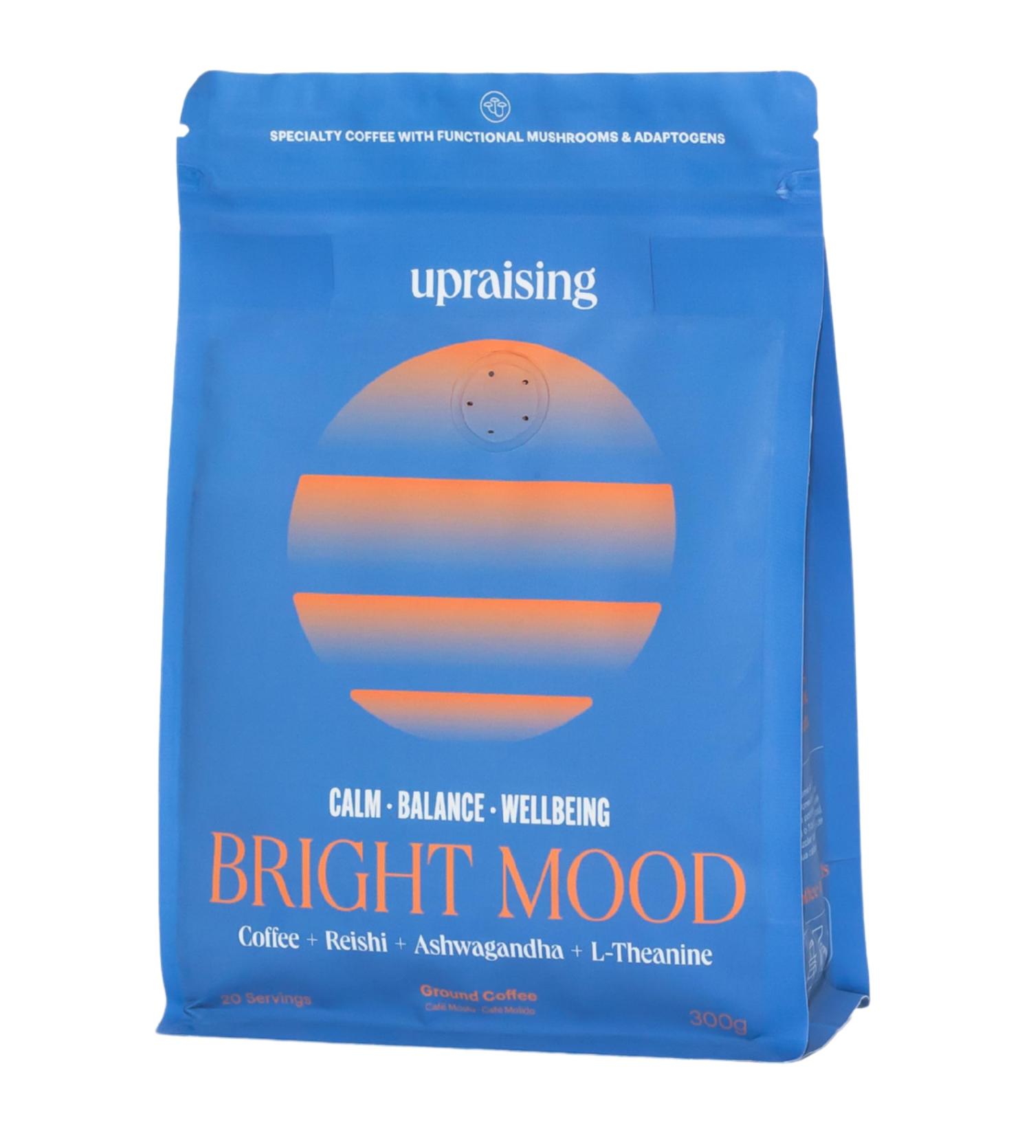 Upraising - Bright Mood | Cafe Champignon Adaptogene | Cafe Moulu + Ashwagandha + Reishi + L Theanine | Boisson Champignon Adaptogene Avec du Caf Arabica de Sp cialit | Calme Bien- tre & Balance 1 Bright Mood - Buy Online on GoSupps.com