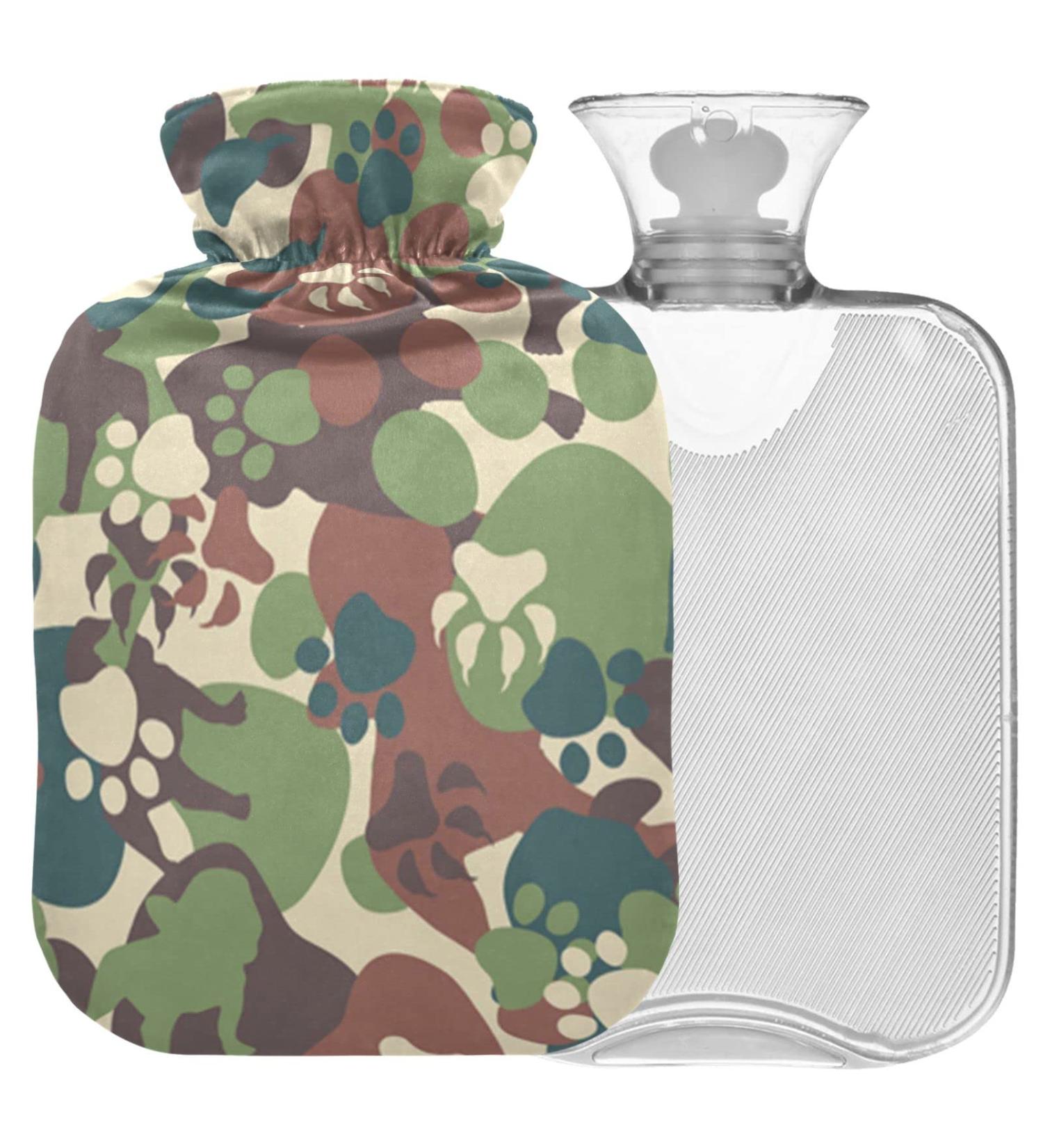 NAANLE Camouflage Dinosaurs PAW Heat Bottle - 1L Transparent Hot Water Bottle for Bed Hand & Feet Warmer Pain Relief & Cold Therapy - Buy Online on GoSupps.com