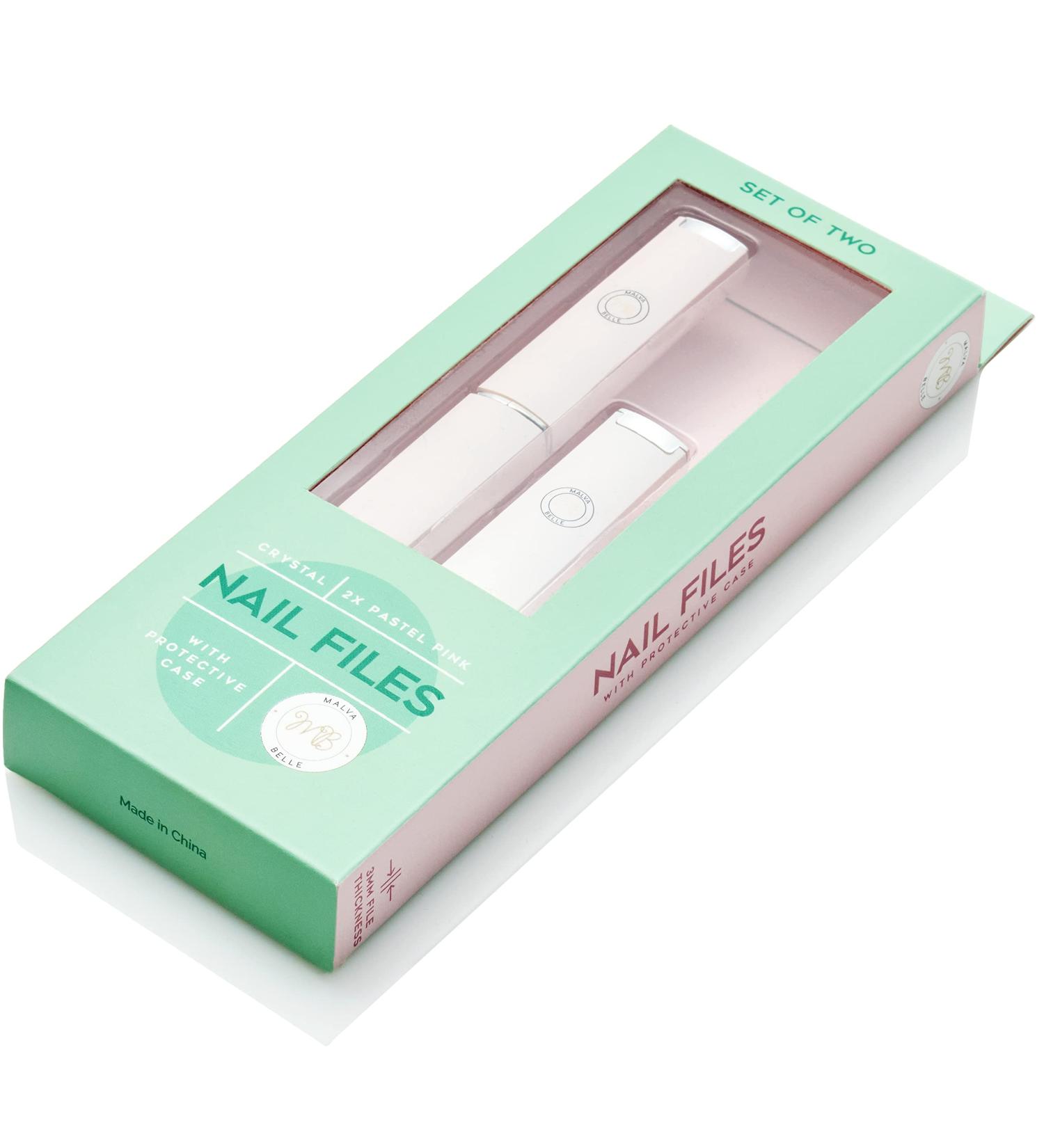 Malva Belle Best Crystal Glass Nail File for Women x2 - Nail File & Travel Case - Nail File Set - Heavy Duty Nail File for Natural Nails - Professional Nail Shaper - Nail Essentials - Pink 3mm Light Pink X2 3mm - Buy Online on GoSupps.com