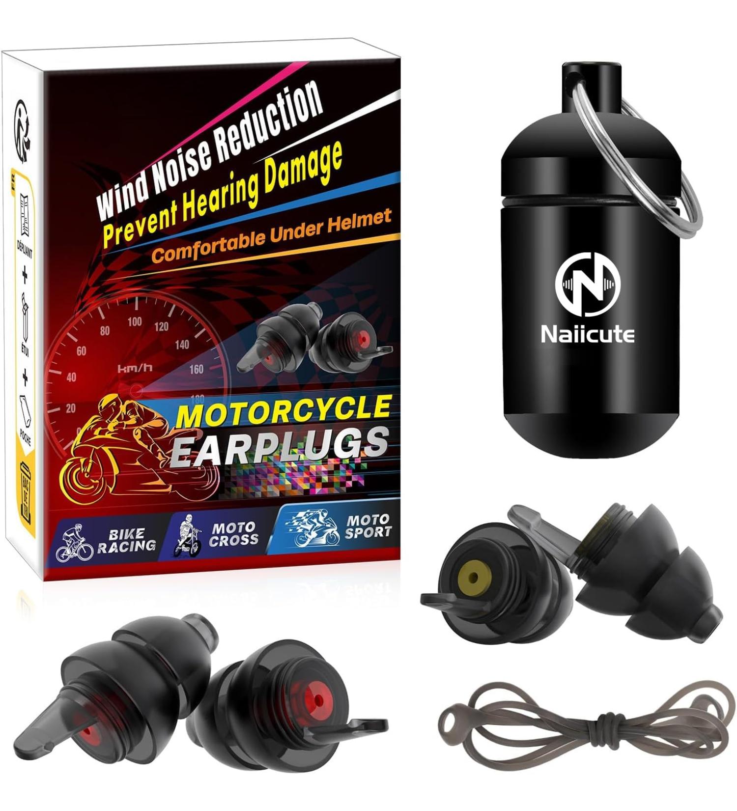 Buy 2 Pairs Motorcycle Earplugs with Lanyard | Hearing Protection for Motorcyclists Racing & Touring | Reusable Soft Silicone Transparent Black - Buy Online on GoSupps.com