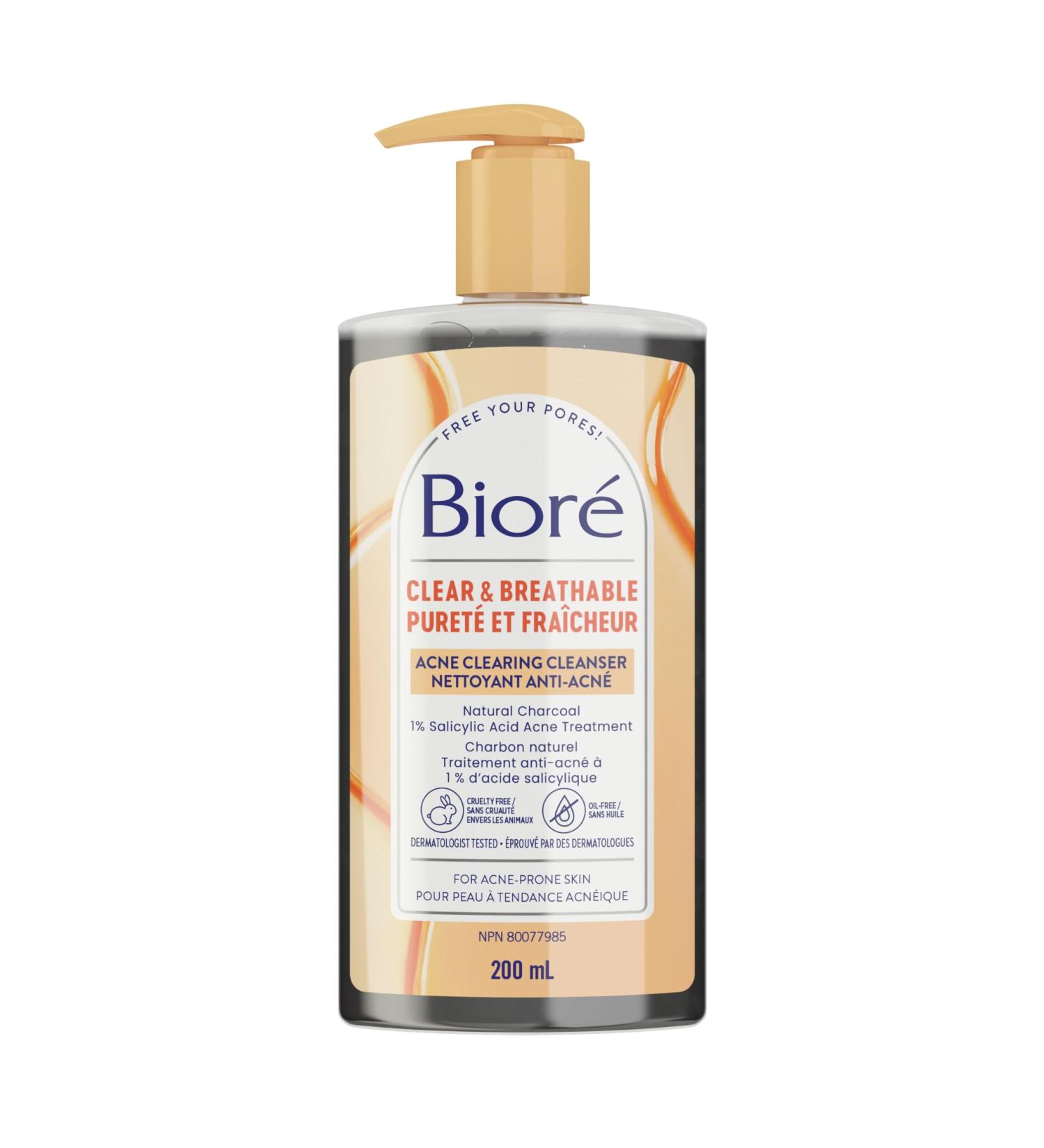 Bior Charcoal Acne Clearing Cleanser Salicylic Acid Facial Wash for Oily Acne Prone Skin (200 mL) - Packaging May Vary - Buy Online on GoSupps.com