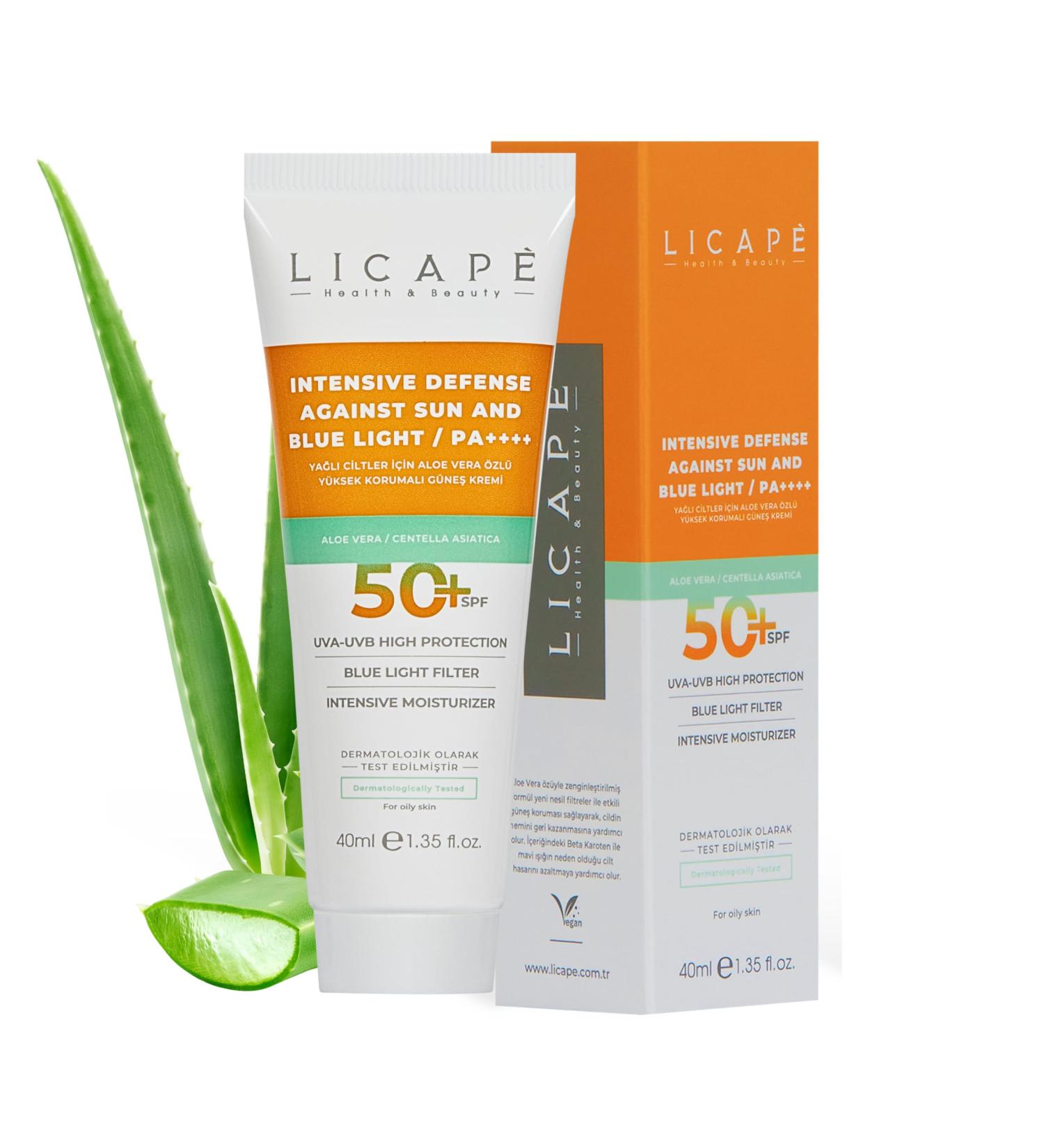 LICAPE Sunscreen for Face SPF 50+ Aloe Vera Infused Lightweight Skincare for Oily Skin 40ml - Buy Online on GoSupps.com