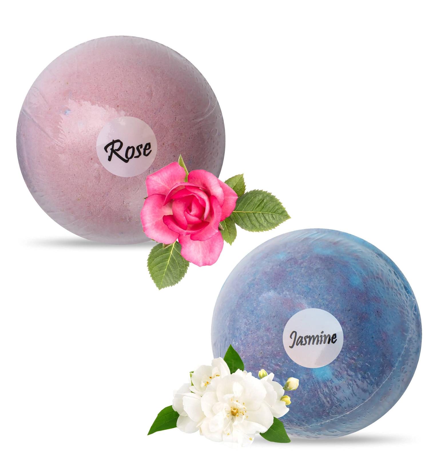 Bath Bombs with Jewelry Inside - Organic Essential Oils - Rose + Jasmine - 5oz (Pack of 2) - Buy Online on GoSupps.com