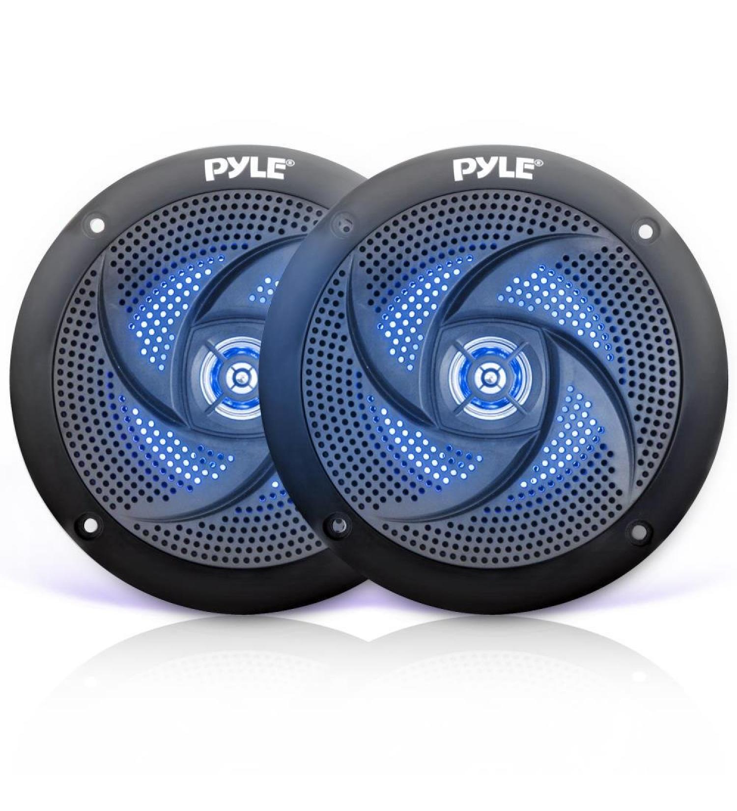 Pyle PLMRS53BL 5.25 Inch Marine Speakers - 2 Way Waterproof Outdoor Stereo System with LED Lights, 180W Power (Black) - 1 Pair - Buy Online on GoSupps.com