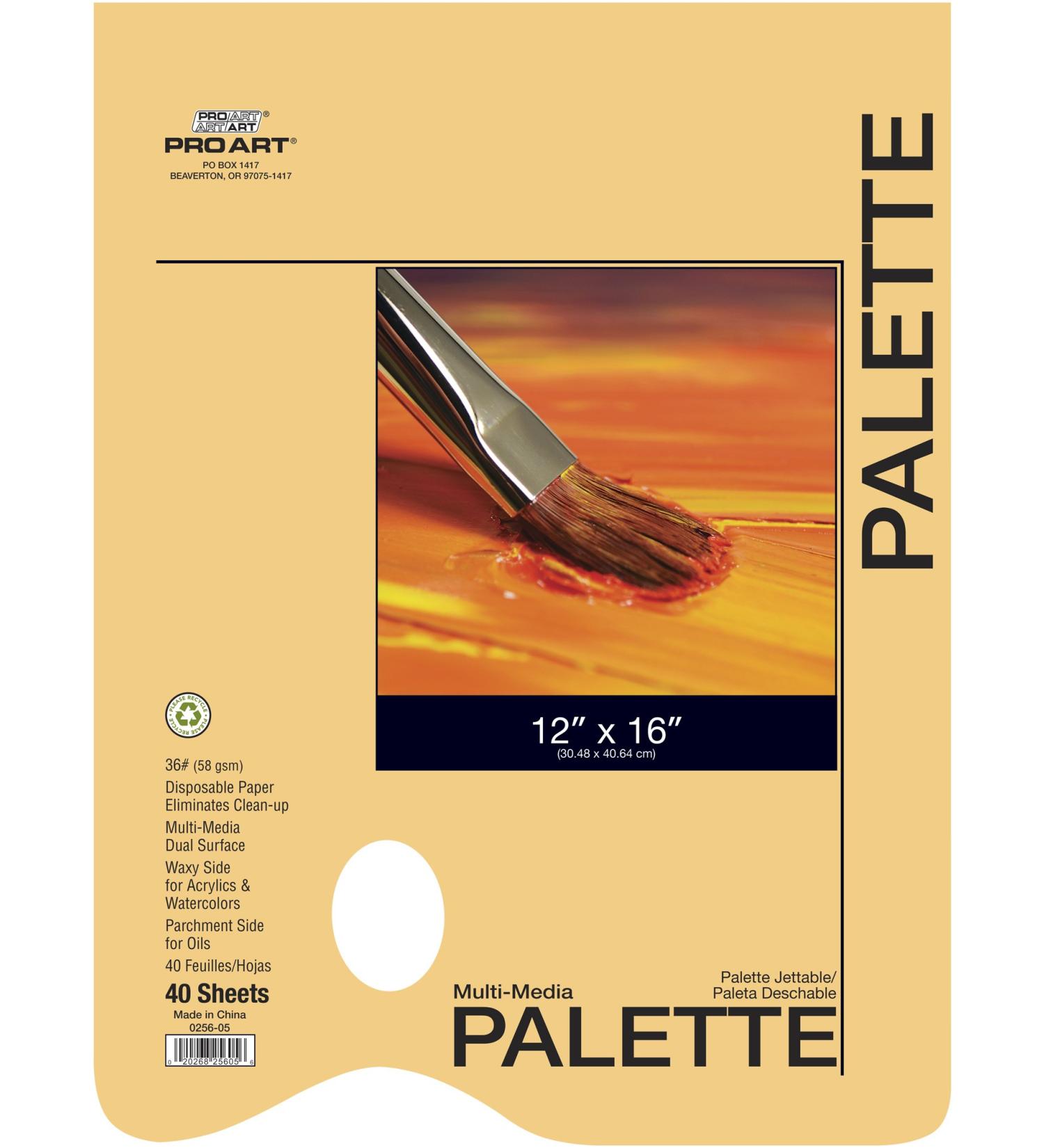 PRO ART Disposable Palette Pad  12-inch x 16-inch  40 Sheet Tape Bound  Natural 12-inch x 16-inch  40 Sheet Tape Bound Pad Disposable Mixed Media Palettes