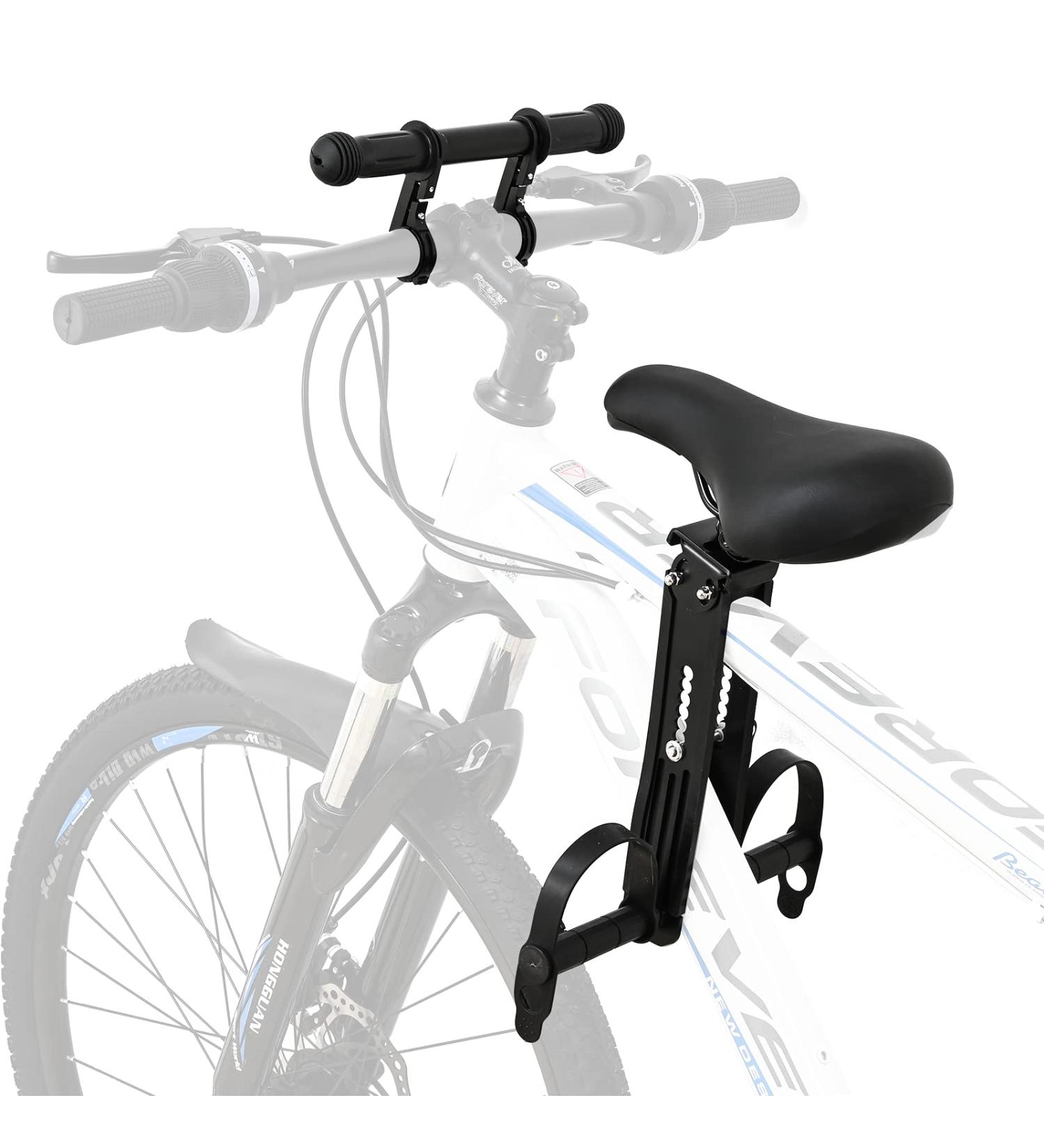 Kids Bike Seat Detachable Front Mounted Child Bicycle Seat with Handlebar Attachment and Foot Pedals Compatible with Adult Mountain Bikes Ages 2 5