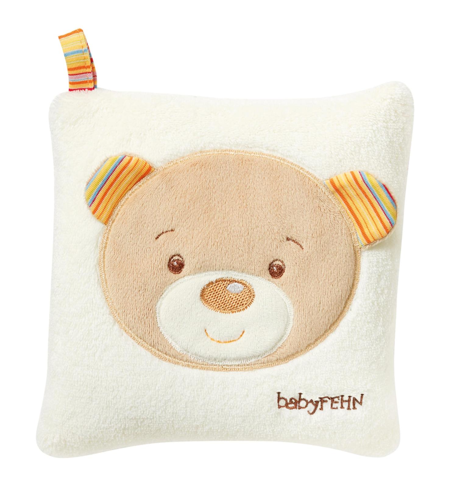 Fehn Teddy Cherry Stone Pillow for Babies and Toddlers - Hot/Cold Therapy & Cute Rainbow Teddy Applique - 16 x 16 cm - Buy Online on GoSupps.com