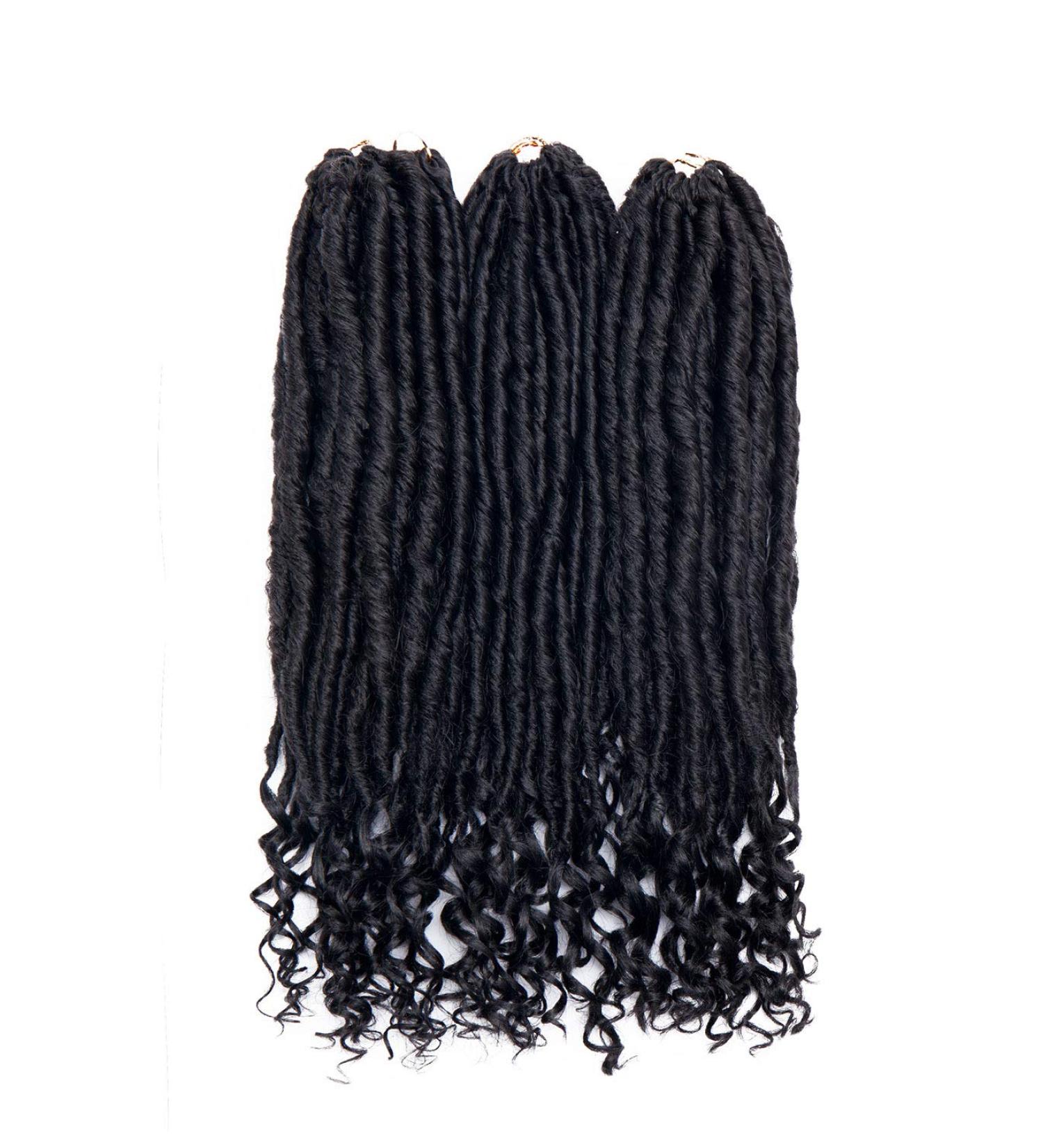 Buy Ombre Lichen Faux Locs with Curly Ends - 16 Inch Synthetic Crochet Dreadlocks (3 Packs) - Natural Black Hair Extensions for Stunning Styles - Buy Online on GoSupps.com