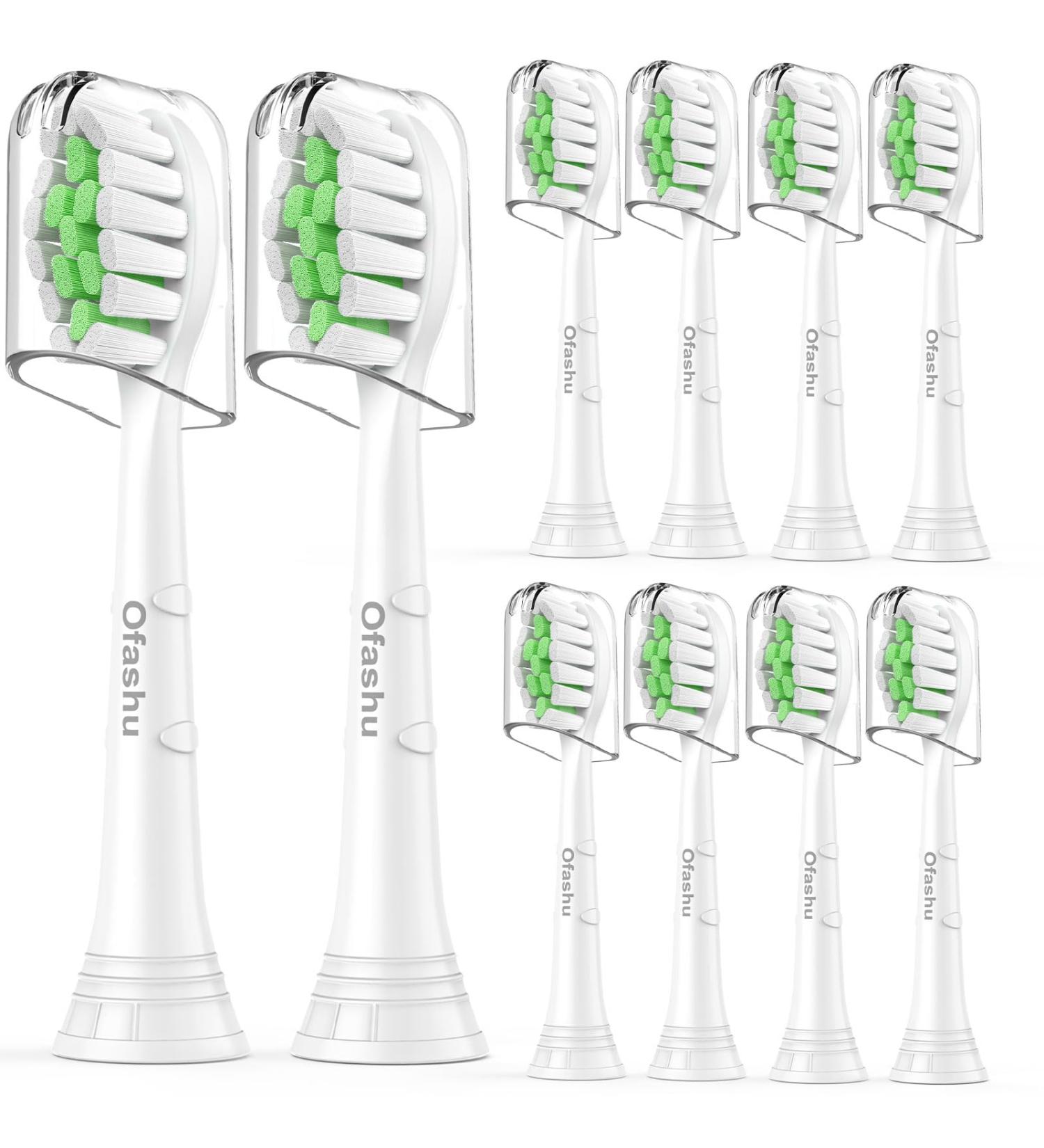 Philips Sonicare Toothbrush Replacement Heads - Compatible with ProtectiveClean C1 C2 C3 G2 2 Series 4100 5100 - 10 Pack White Green - Buy Online on GoSupps.com