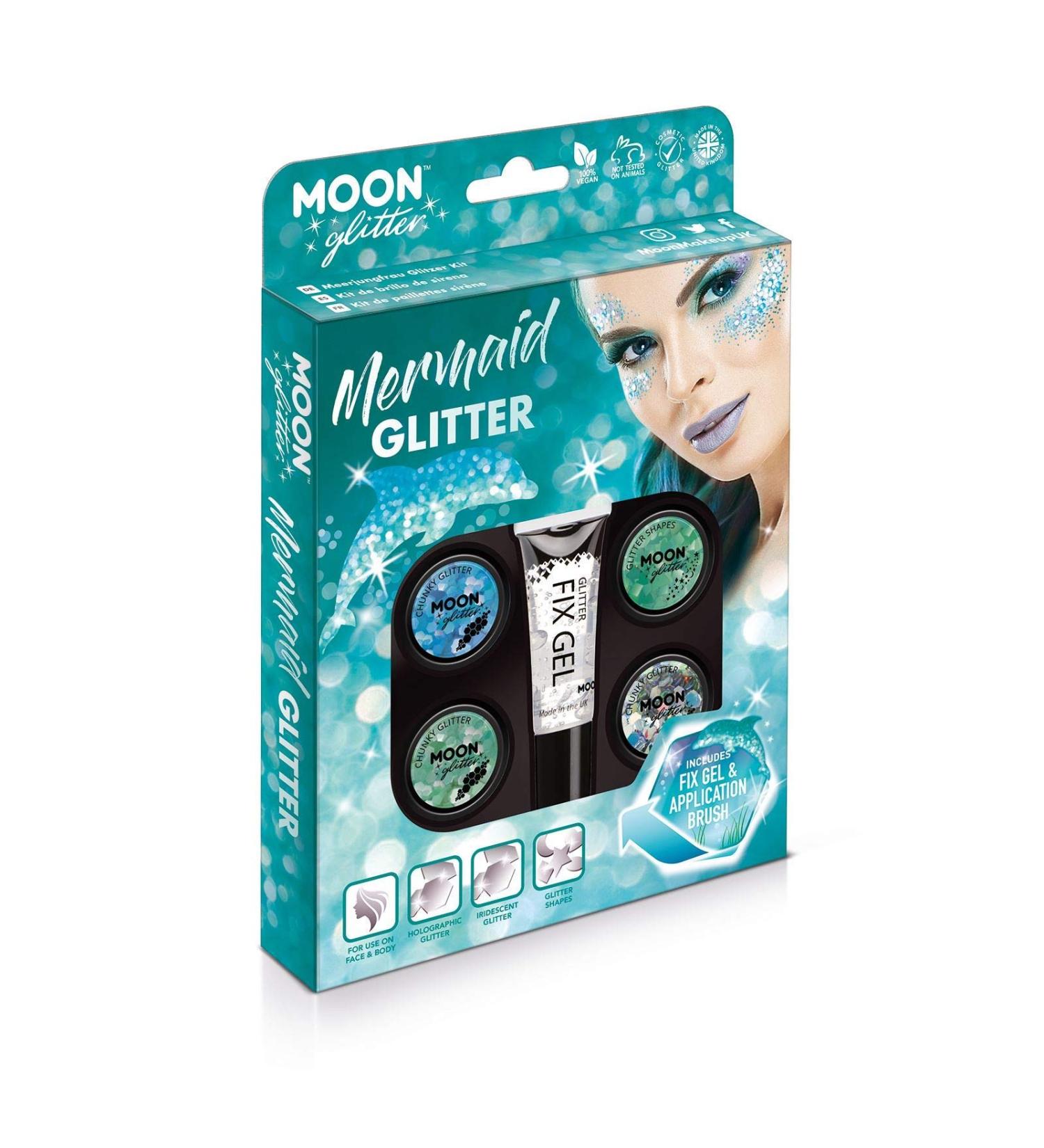 Mermaid Glitter Kit by Moon Glitter | 100% Cosmetic Glitter for Face Body Nails Hair & Lips - International Shipping Available - Buy Online on GoSupps.com
