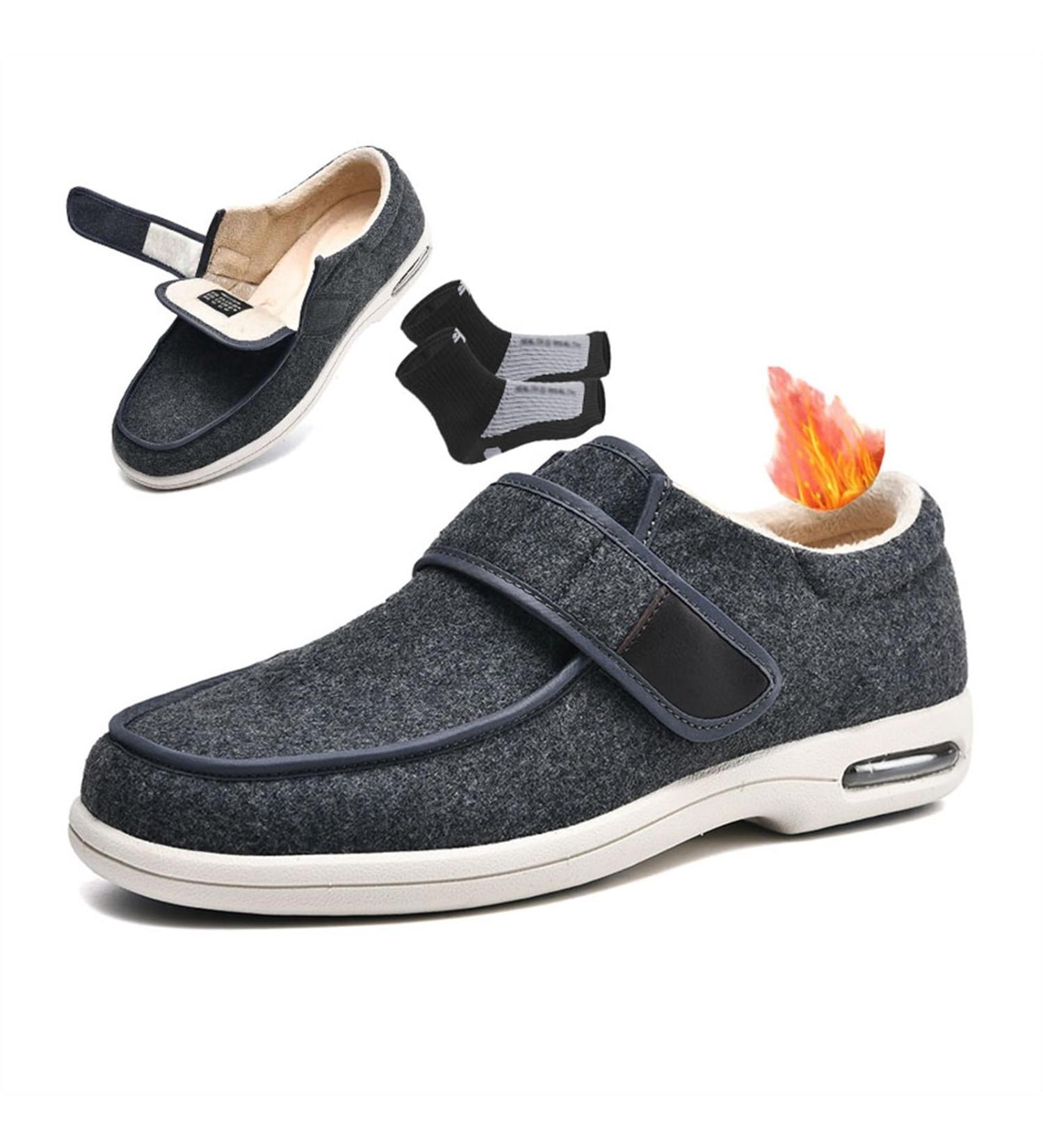 Women s Diabetic Shoes for Swollen Feet | Stylish Winter Fleece Lined Sneakers for Elderly | Adjustable Edema Walking Shoes - Size 11.5 Grey - Buy Online on GoSupps.com