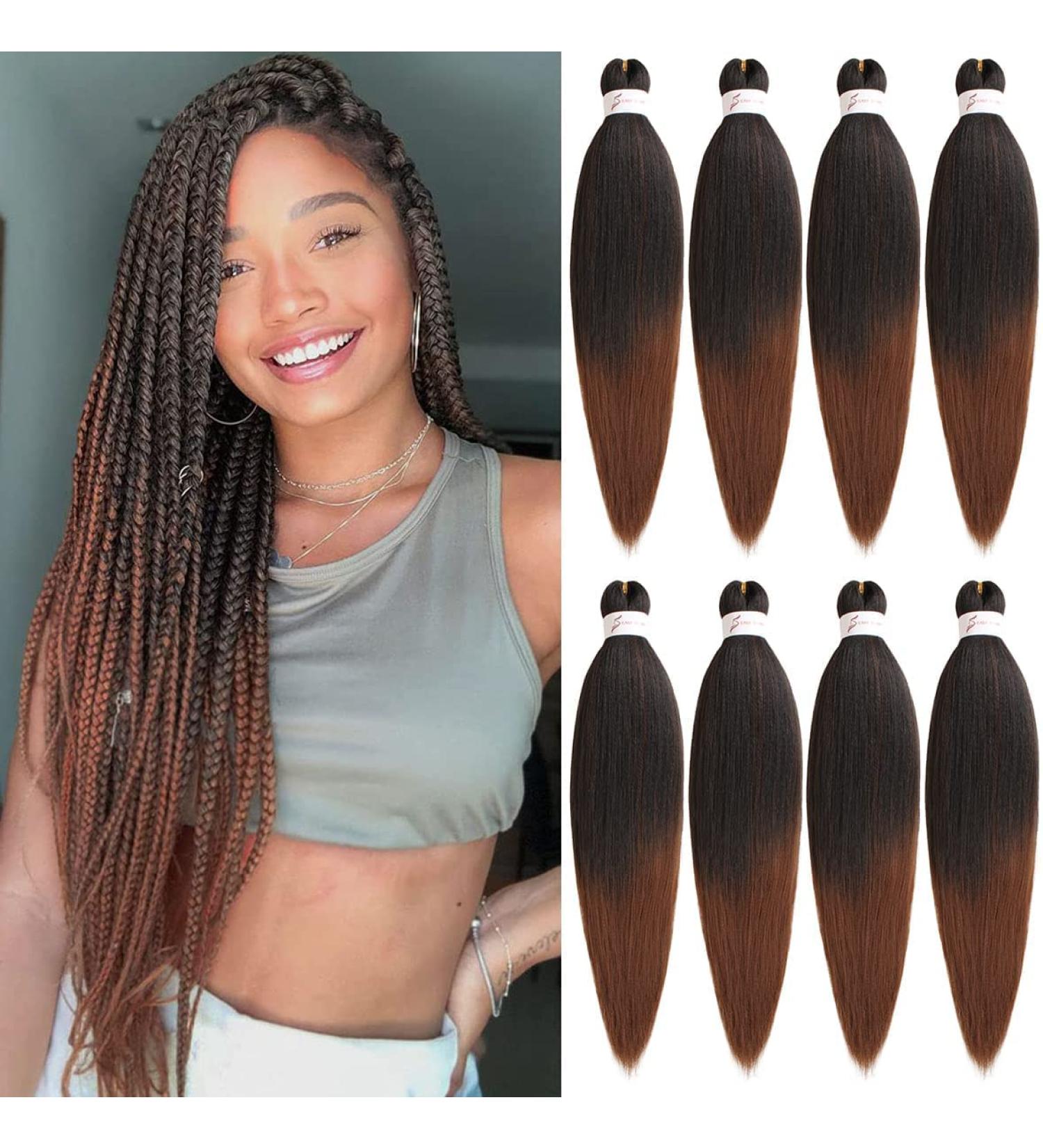 Leeven 8 Packs Pre Stretched Braiding Hair Yaki Texture Low Temperature Synthetic Hair Ombre Copper Red Easy Braid Hair for Woman Pre Stretched Ombre Braiding Hair Extensions /26 Inch T30# 26 Inch (Pack of 8) T30# - Buy Online on GoSupps.com