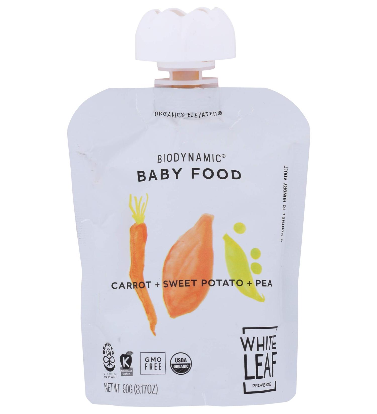 Organic Baby Food - White Leaf Provisions Carrot, Sweet Potato & Pea - 3.17 oz - Buy Online on GoSupps.com