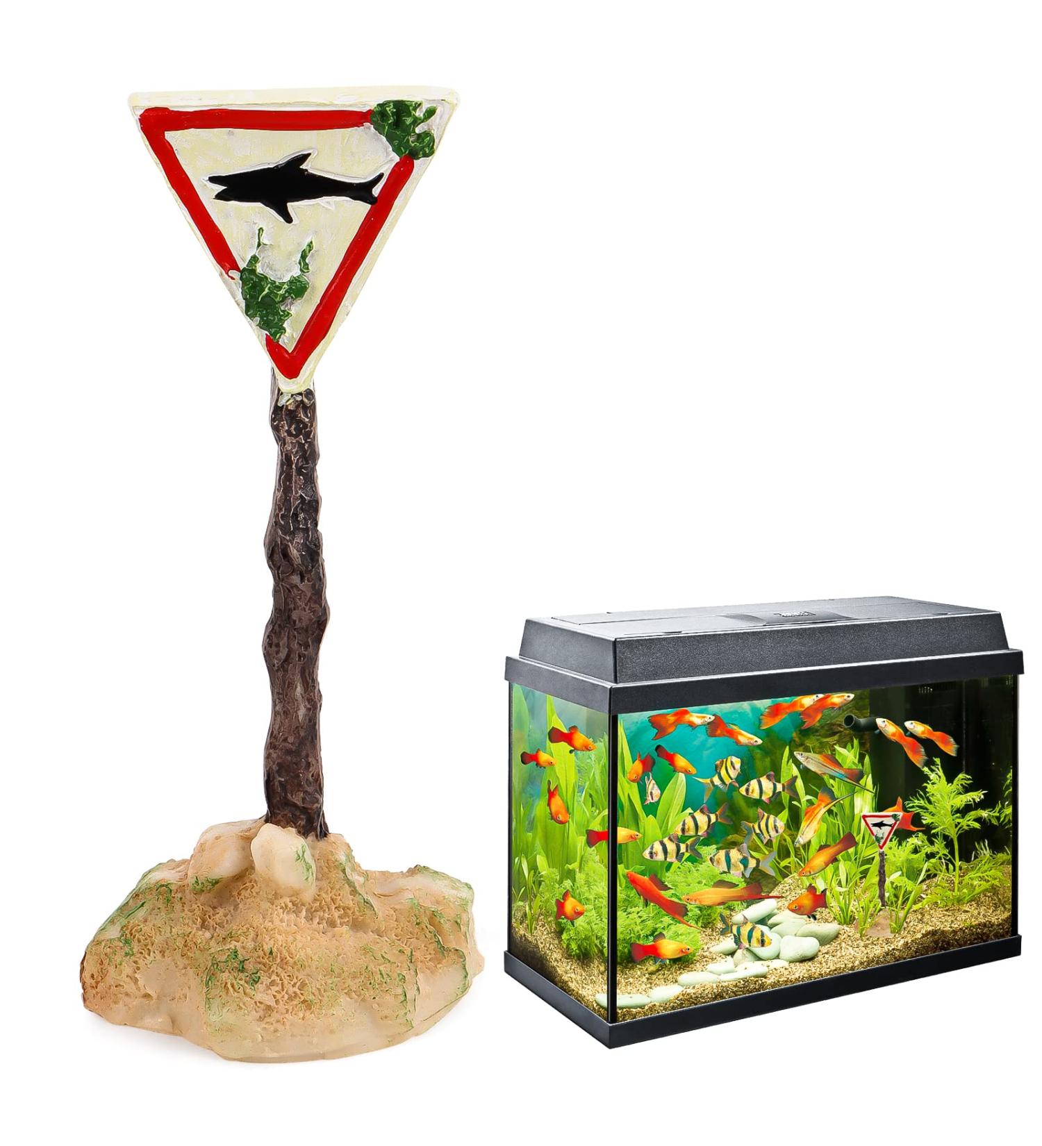 Harz Hai-Warnschild Fish Tank Ornament - Funny Aquarium Decoration & Landscape for Underwater & Fish Pond (White) - Buy Online on GoSupps.com