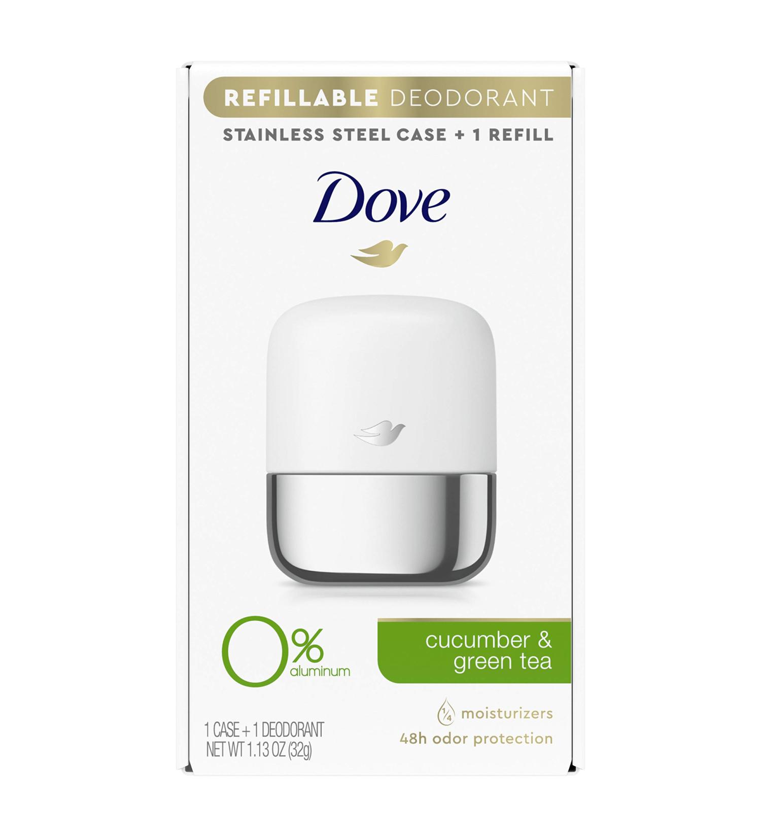 Dove Refillable Deodorant Starter Kit - Aluminum Free 1.13 oz Cucumber Green Tea - Buy Online on GoSupps.com