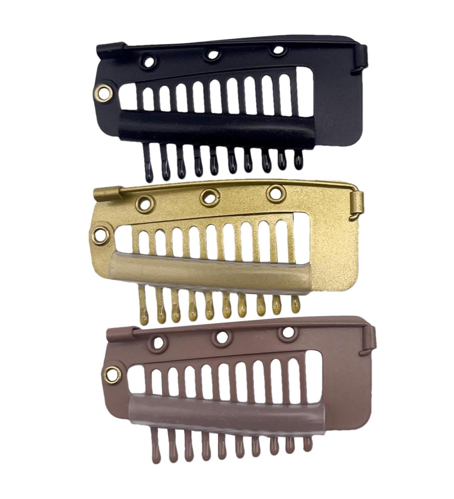 4 Pack Hair Extension Clamps - Metal Wigs Clinging Snaps 10 Teeth Comb Brackets for Women's Hair Extensions in 3 Colors - Buy Online on GoSupps.com