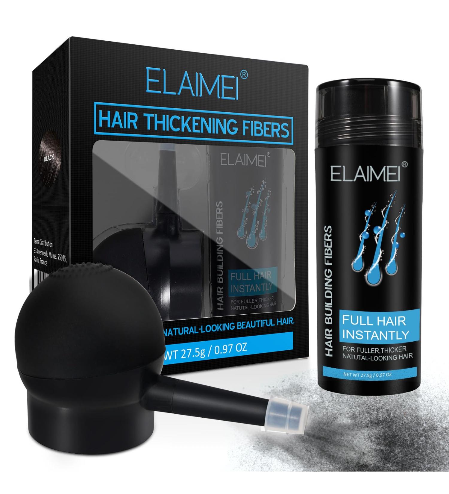 Roseflower Hair Fibers for Thinning Hair Undetectable Natural Hair Thickening Fibers Hair Building Fibers Spray for Women and Men Thick Fuller Hair Conceals Hair Loss Look Younger Black - Buy Online on GoSupps.com