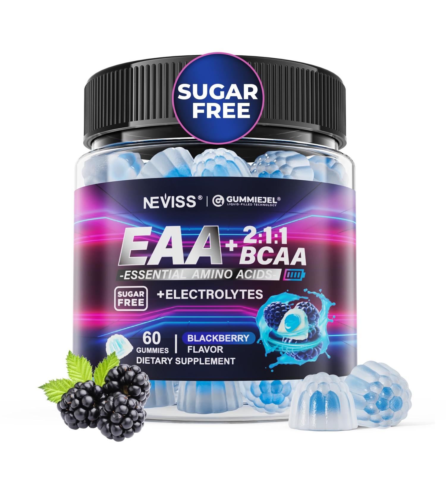 EAA Gummies Supplements All 9 Essential Amino Acids Supplement BCAA Amino Acids Gummies for Men Women Branched-Chain Aminos & Electrolyte Hydration Gummies Gluten Free Raspberry Flavor Vegan 60ct - Buy Online on GoSupps.com