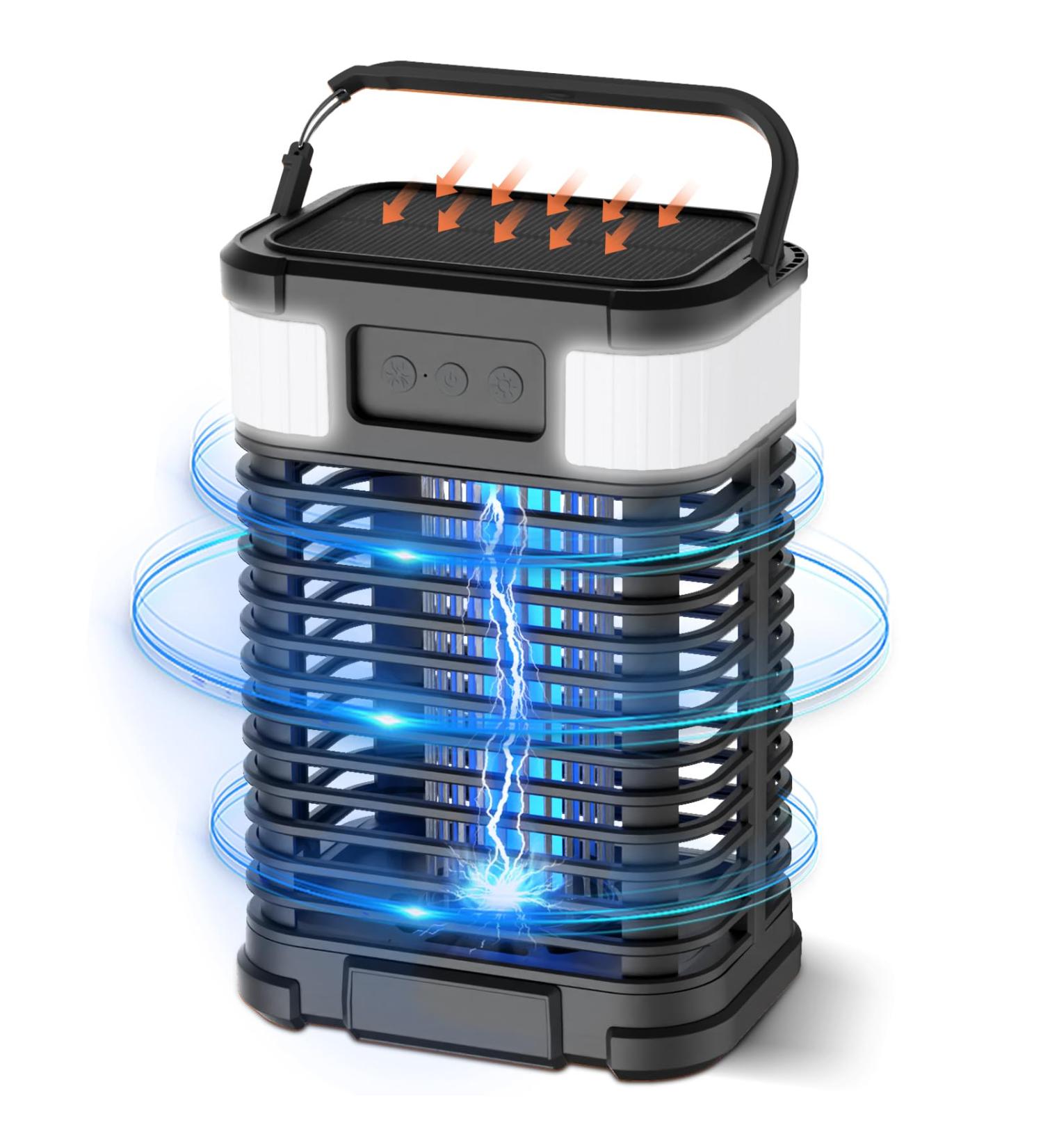 Buy Solar Insect Killer with Light Sensor | USB Rechargeable Mosquito Lamp | Waterproof Fly Destroyer - 4200V Non-Toxic UV Trap for Indoor & Outdoor Use - Buy Online on GoSupps.com