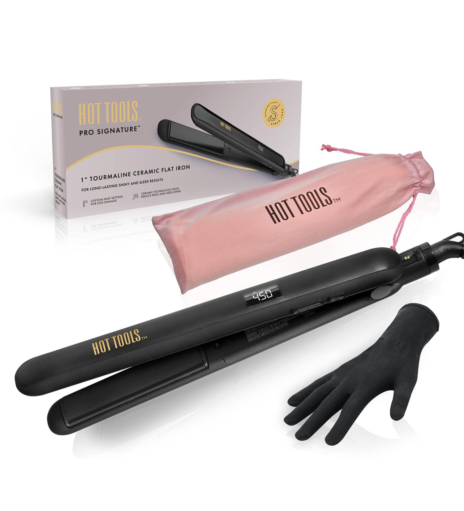 Hot Tools Pro Signature Ceramic + Tourmaline Flat Iron - 1 Inch Black Plates - Buy Online on GoSupps.com
