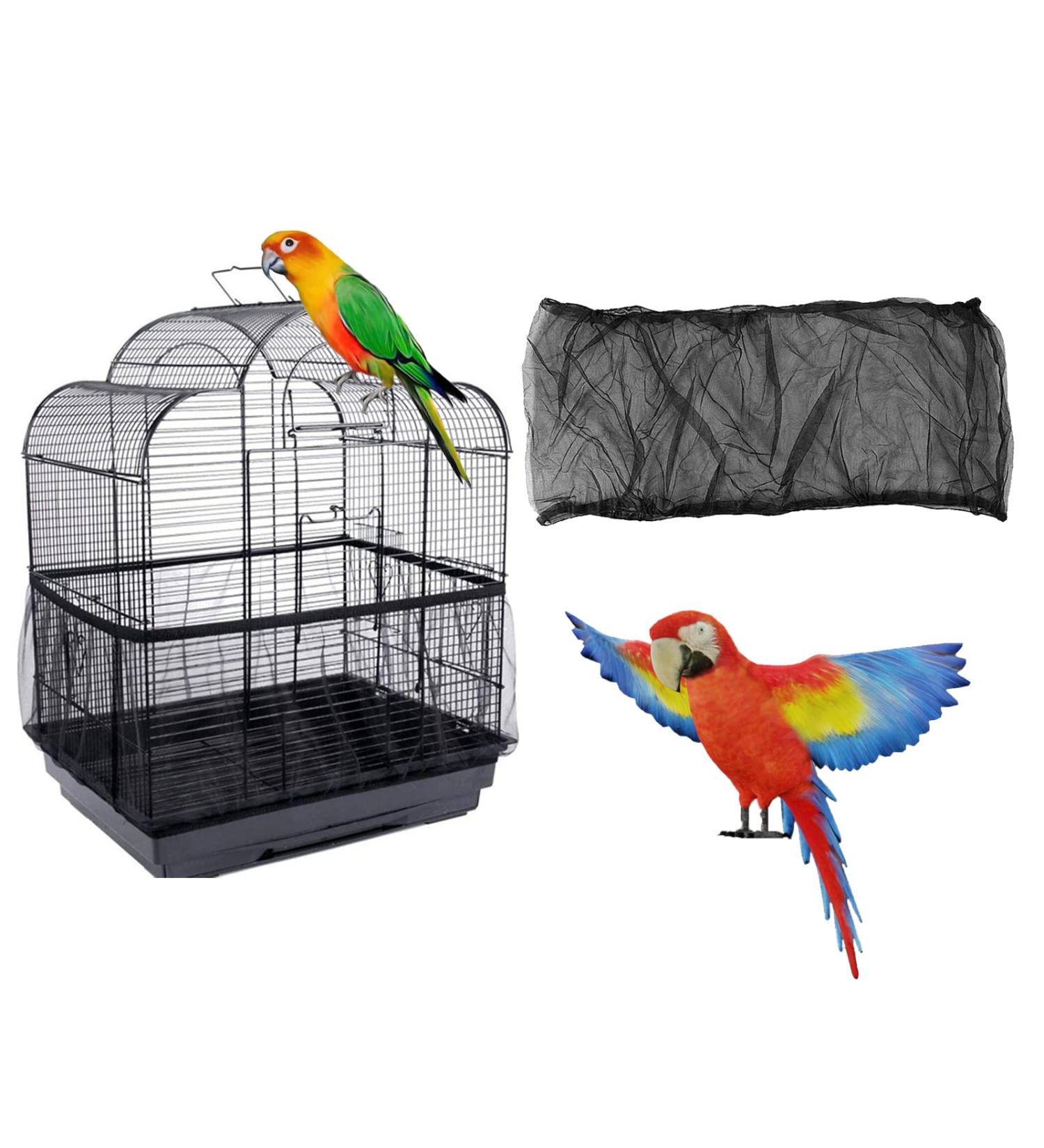 Bird Cage Seed Catcher Cover - Nylon Mesh, Dust-Proof & Breathable - L Black - Buy Online on GoSupps.com