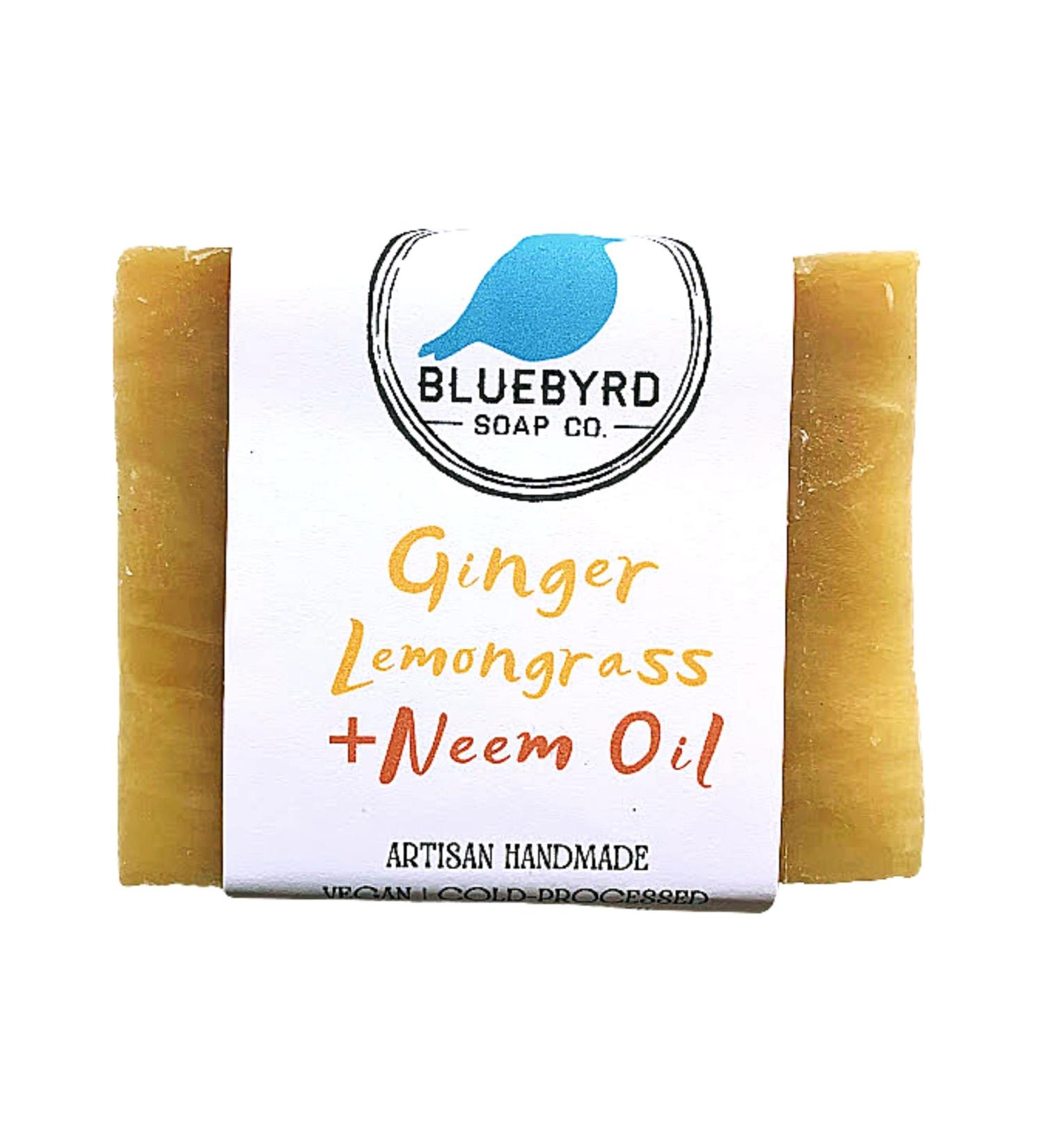 Bluebyrd Soap Co. Ginger Lemongrass All Natural Soap Bar with Neem Oil | 5oz | For Eczema, Psoriasis, Acne | Scented with Essential Oils - Buy Online on GoSupps.com