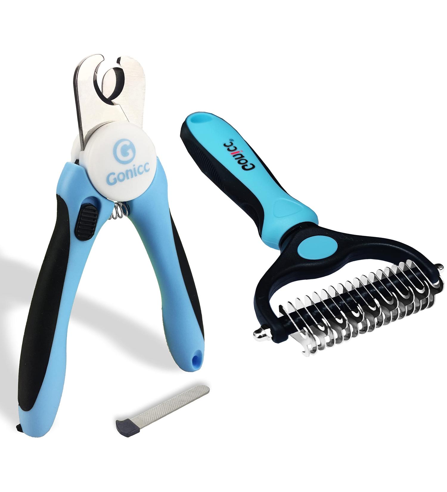 Gonicc Pets Nail Clippers & Dematting Comb Set | Safety Guard & Free Nail File | 2 Sided Precision Teeth | Ergonomic Design - Buy Online on GoSupps.com