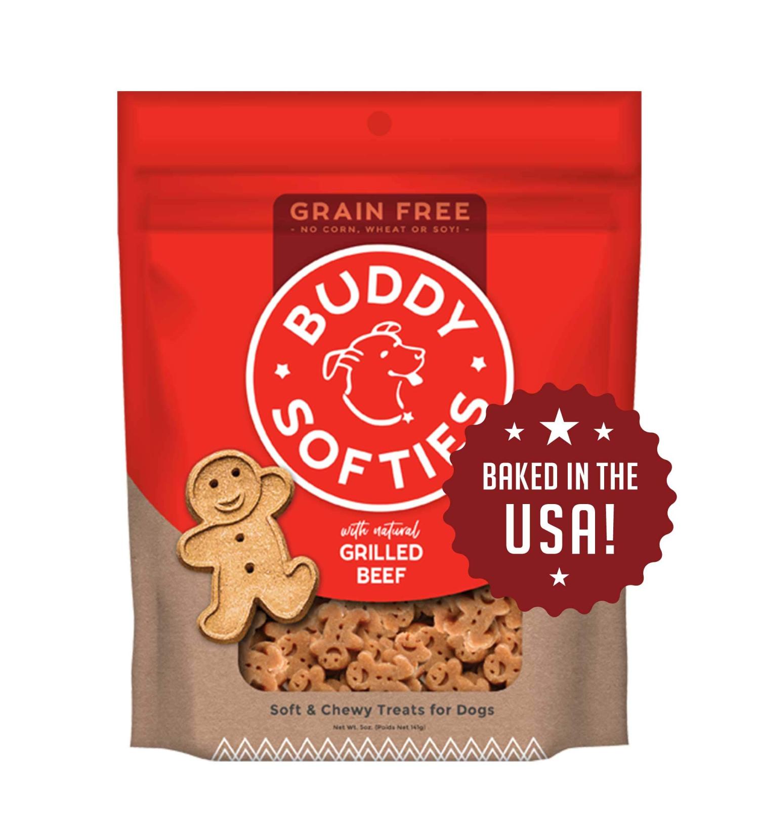 Buddy Biscuits Grain-Free Dog Treats - Soft Grilled Beef (5oz) | Healthy, USA-Made, No Wheat, Corn, or Soy - Buy Online on GoSupps.com