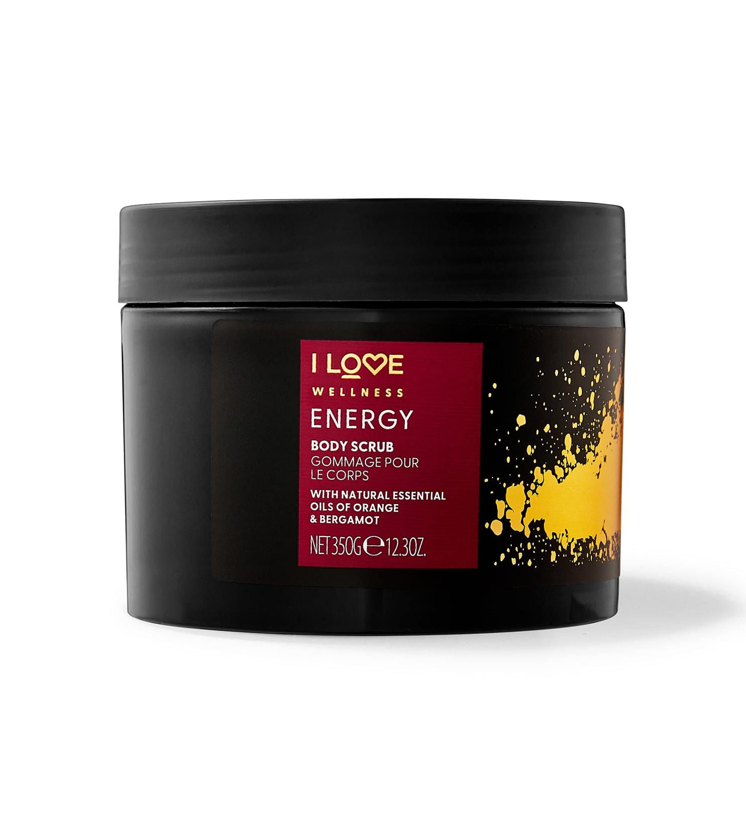 I Love Wellness Energy Body Scrub | Natural Orange & Bergamot Essential Oils | Vegan Exfoliator for Glowing Skin | 350g - Buy Online on GoSupps.com
