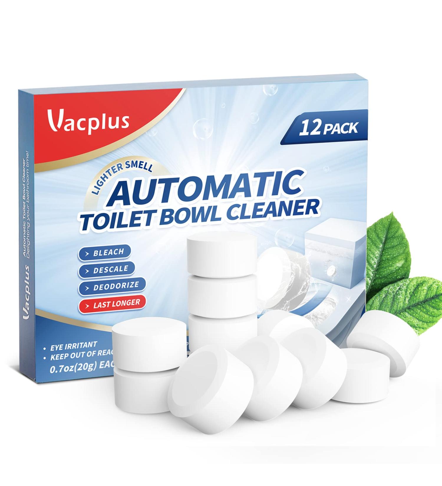 Vacplus Toilet Bowl Cleaner Tablets - 12 Pack | Lighter Smell, Automatic Cleaners with Bleach | Longer Lasting, Economical Tank Cleaners 0.7oz - Buy Online on GoSupps.com