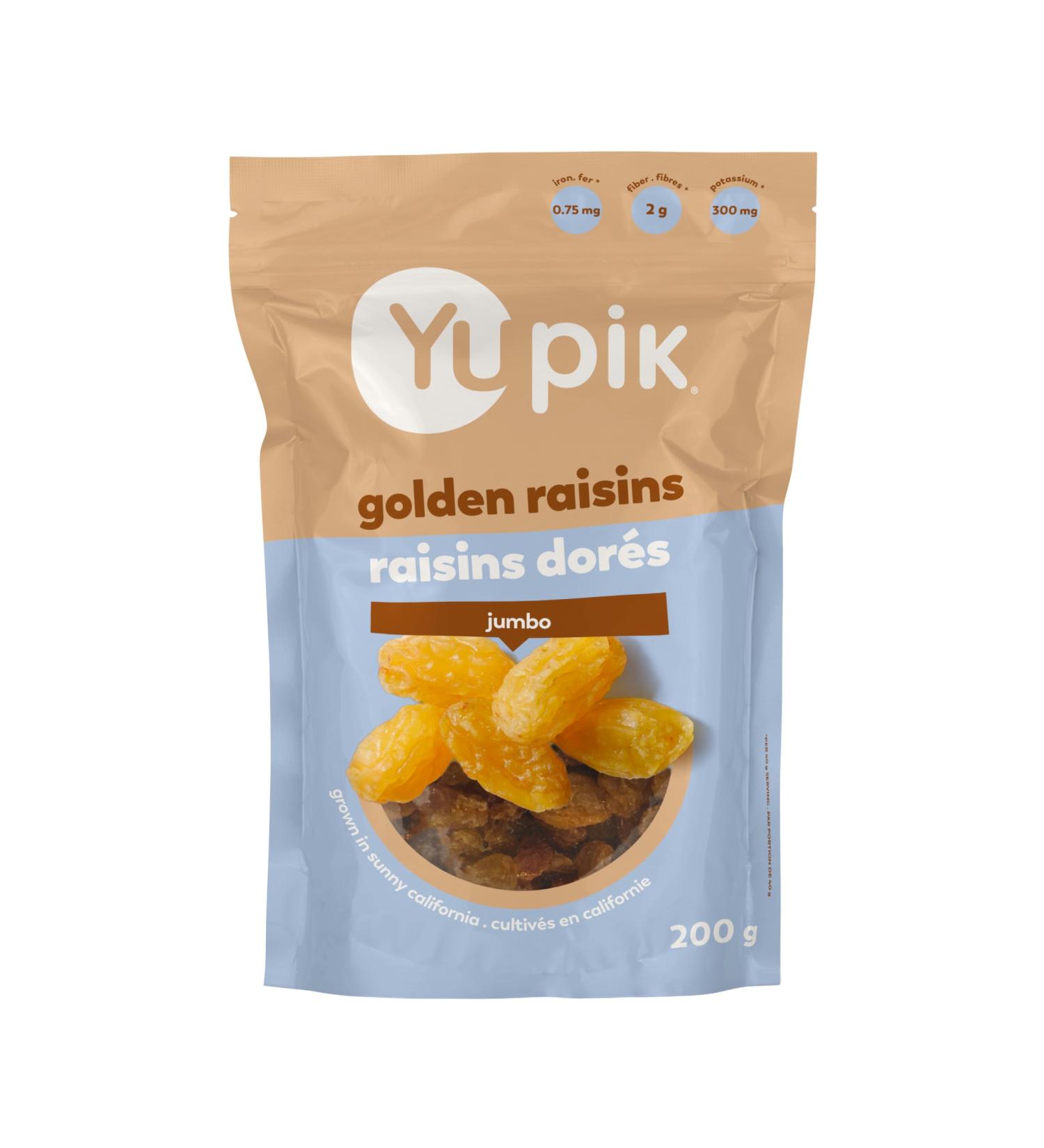 Yupik Jumbo Golden Raisins 200 g Gluten-Free Kosher Dried Fruits Naturally Sweet Unsweetened Seedless Healthy Snacks Grown in California - Buy Online on GoSupps.com