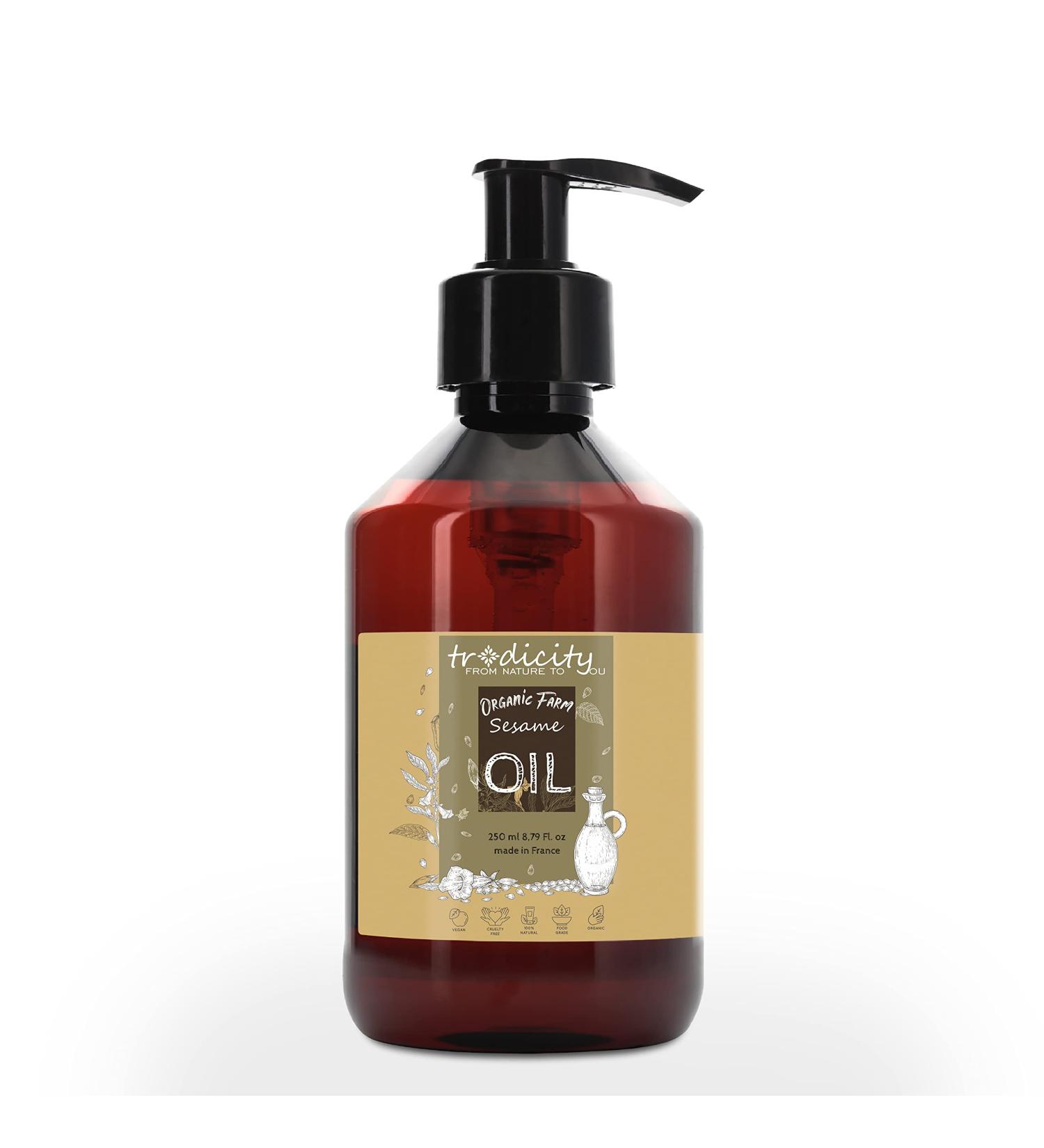 100% Pure Organic Cold-Pressed Sesame Oil | Vegan & Gluten-Free | Non-Toxic Massage Oil & Skin/Hair Care | 250 ml - Neutral Smell No Greasy Residues - Buy Online on GoSupps.com