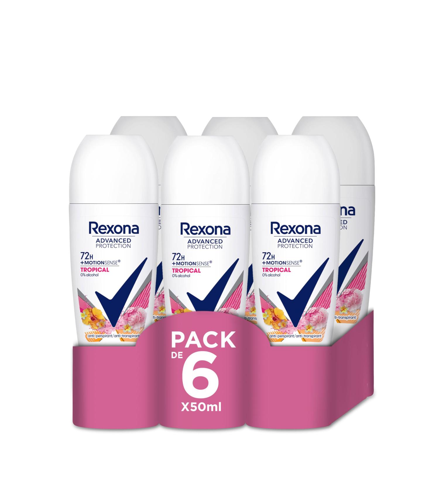  Rexona Rexona Advanced Protection Roll-On Antiperspirant Deodorant for Women Tropical Scent 72h 50ml (Pack of 6) - Buy Online on GoSupps.com