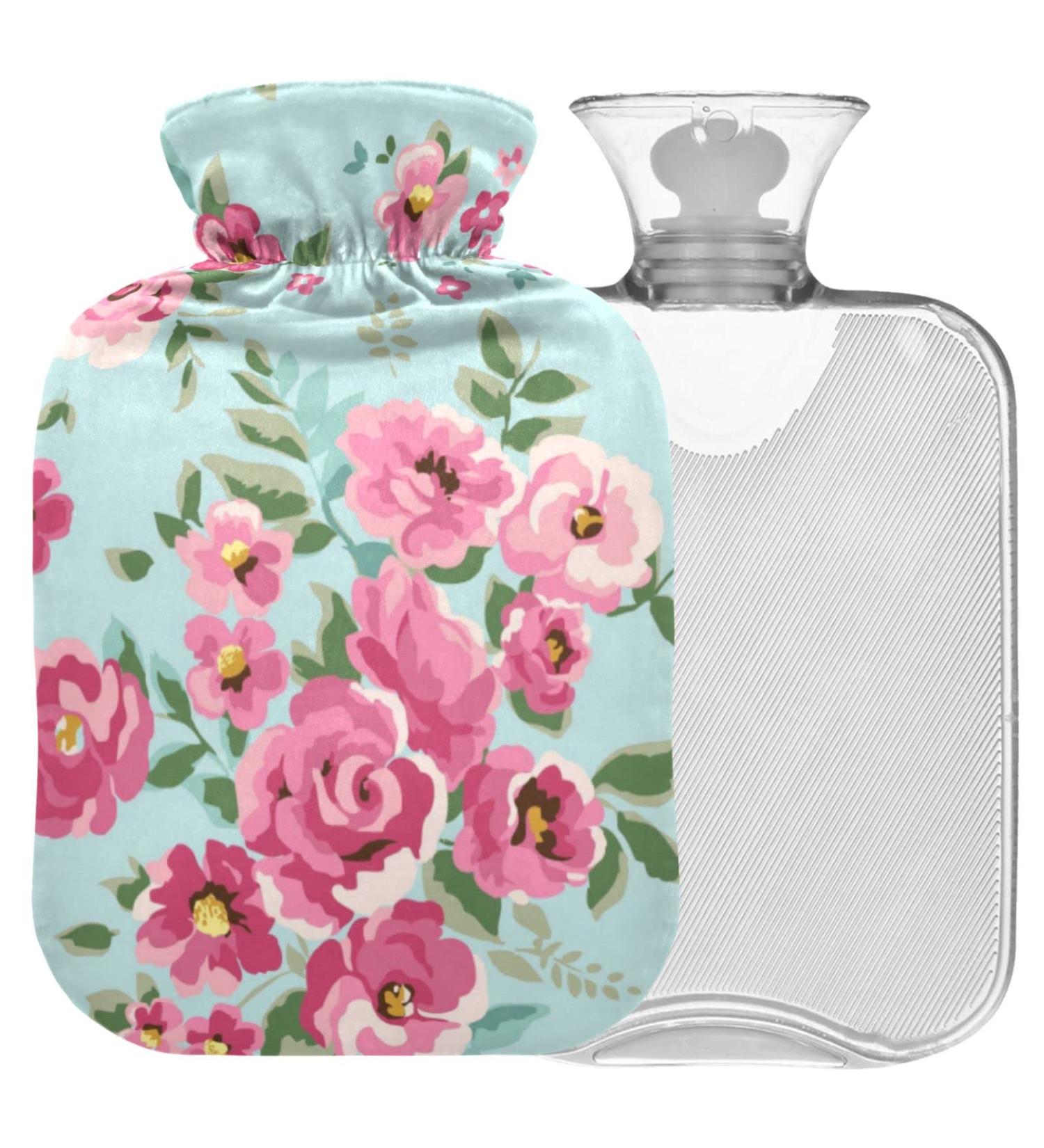 Vintage Roses Hot Water Bottle - 1L Transparent Heat Therapy | Naanle for Pain Relief & Comfort - Buy Online on GoSupps.com