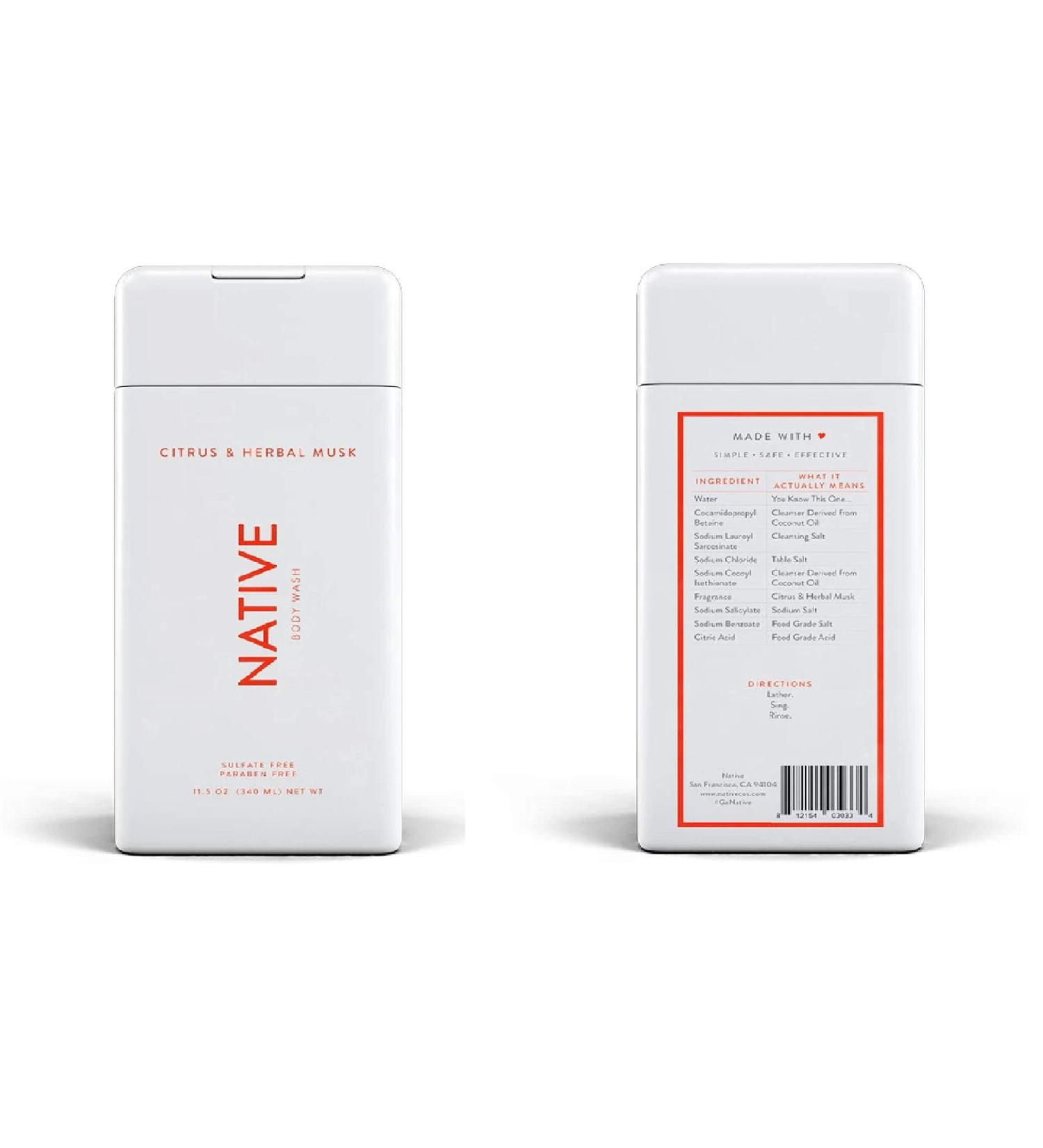 Native Citrus & Herbal Musk Body Wash - 11.5 oz (340ml) - 1 Pack - Buy Online on GoSupps.com