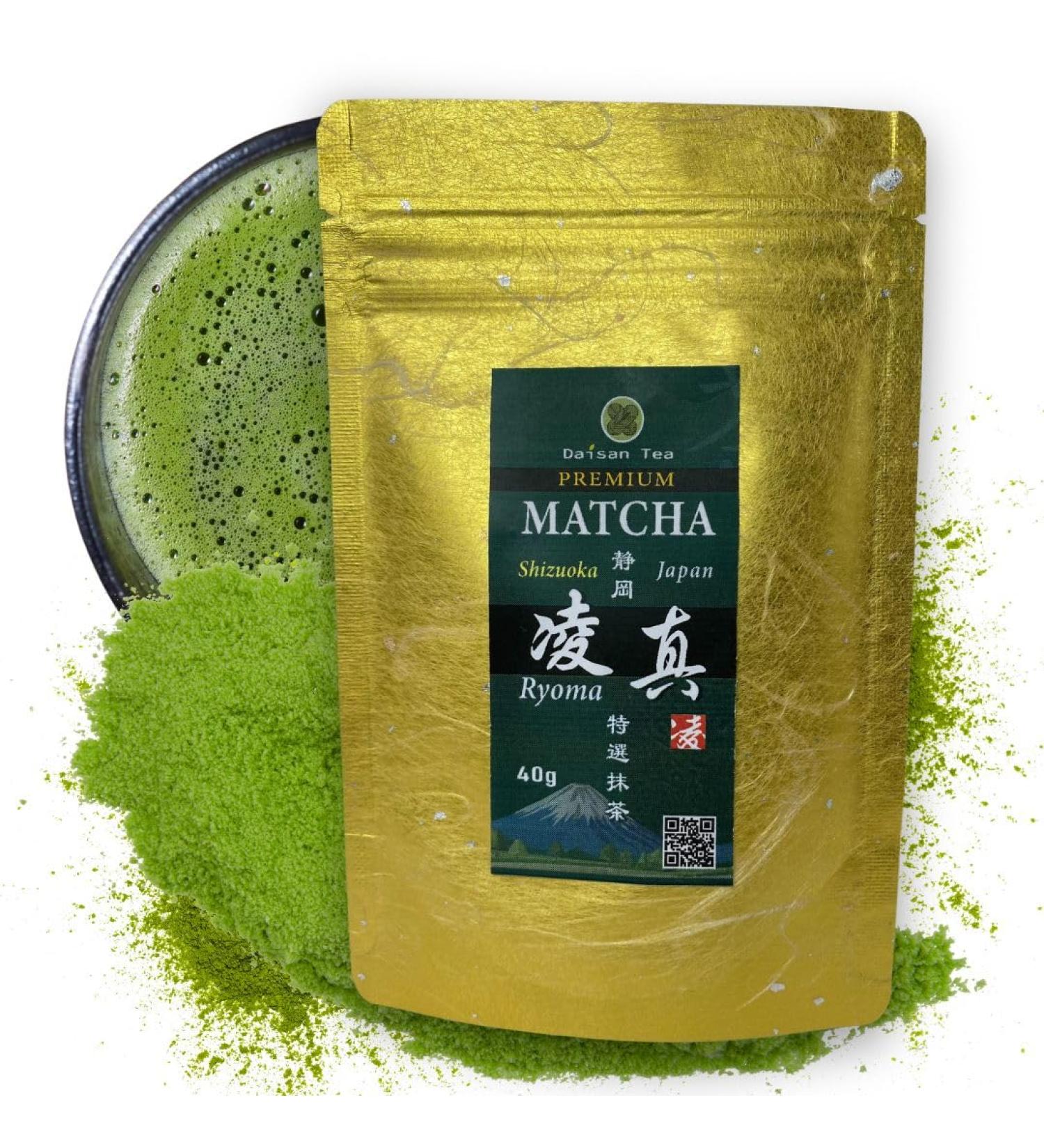 Daisan Tea Ceremonial Matcha 40g Premium Japanese Matcha Powder from Asahina Shizuoka StoneGround Bright Green Color & Smooth Umami Pure Natural Tea with No Additives - Buy Online on GoSupps.com