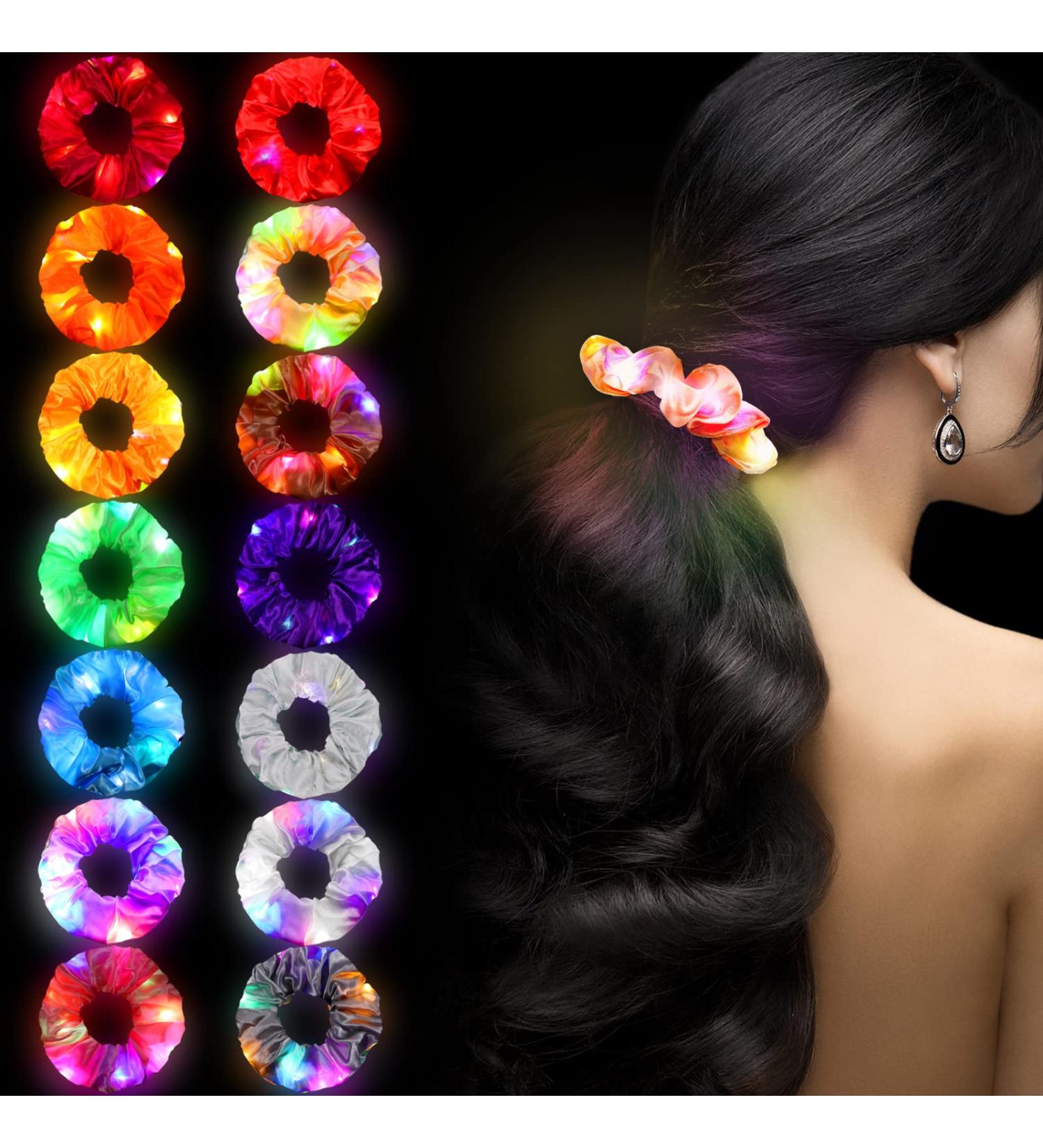 14 Piece LED Light Hair Ties - Stylish Satin Elastic Hair Bands for Women & Girls | Elegant Hair Accessories - Buy Online on GoSupps.com
