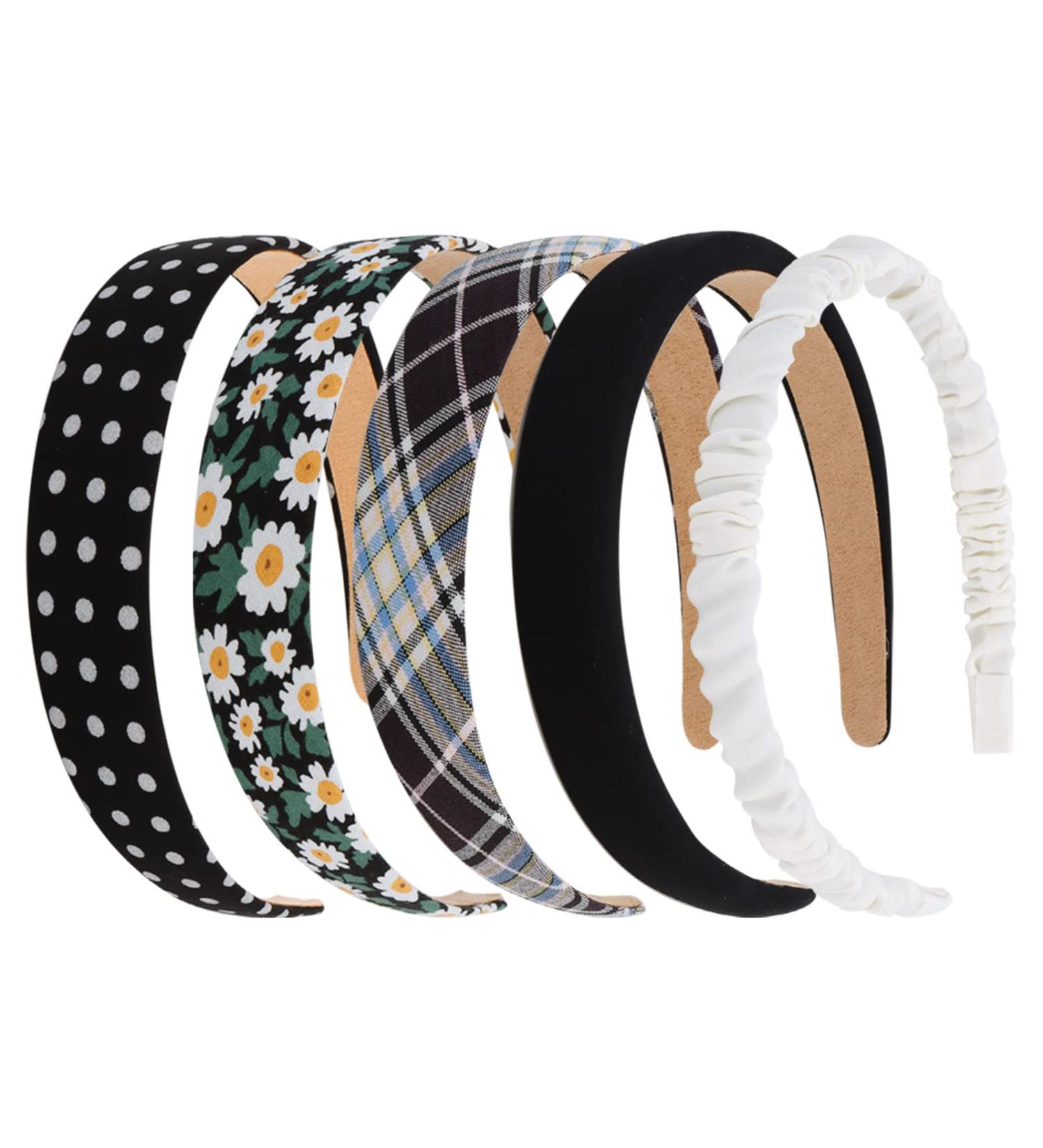 WHAVEL 5PCS Black Padded Headbands for Women - Non-slip Cute Floral Hair Bands - Buy Online on GoSupps.com