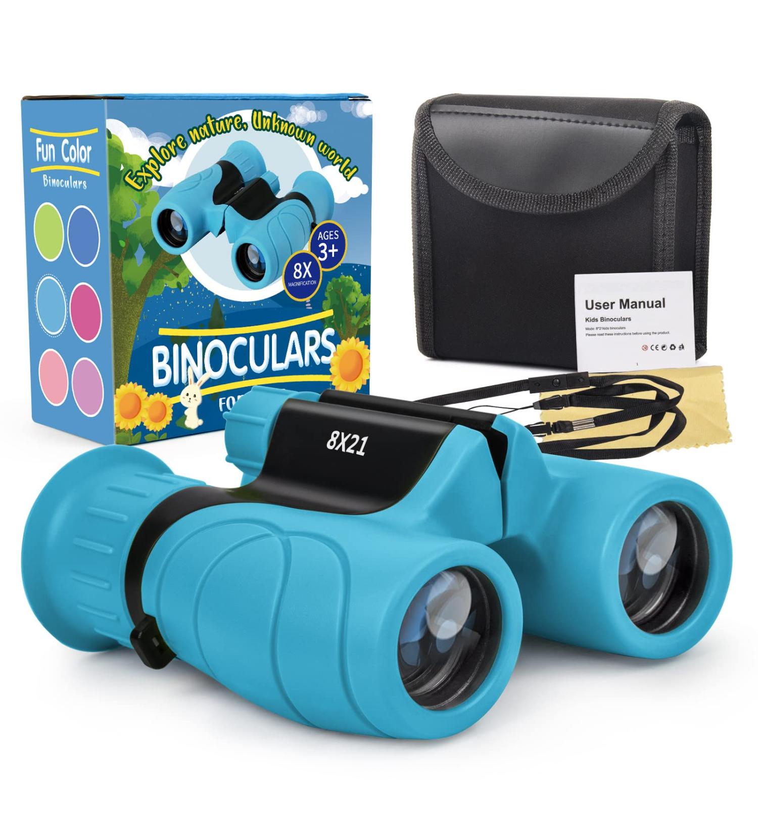 Kids Binoculars 8x21 High-Resolution for Boys & Girls | Compact Binoculars for Bird Watching, Camping, Hiking | Ideal Gifts for 3-12 Year Olds | Blue - Buy Online on GoSupps.com