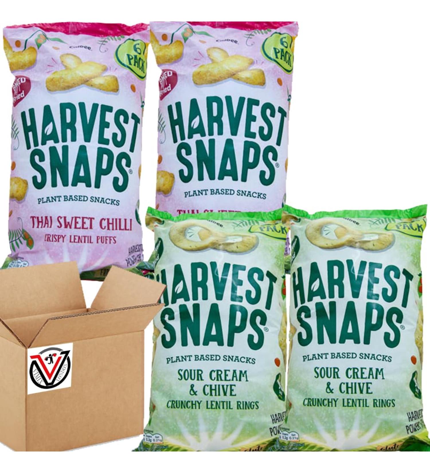 VIMIX Harvest Snaps Sour Cream & Chive Lentil Rings Thai Sweet Chilli Puffs 6 packs(6x18g) - 04 Mixed Bags (02 in Each type) - Buy Online on GoSupps.com