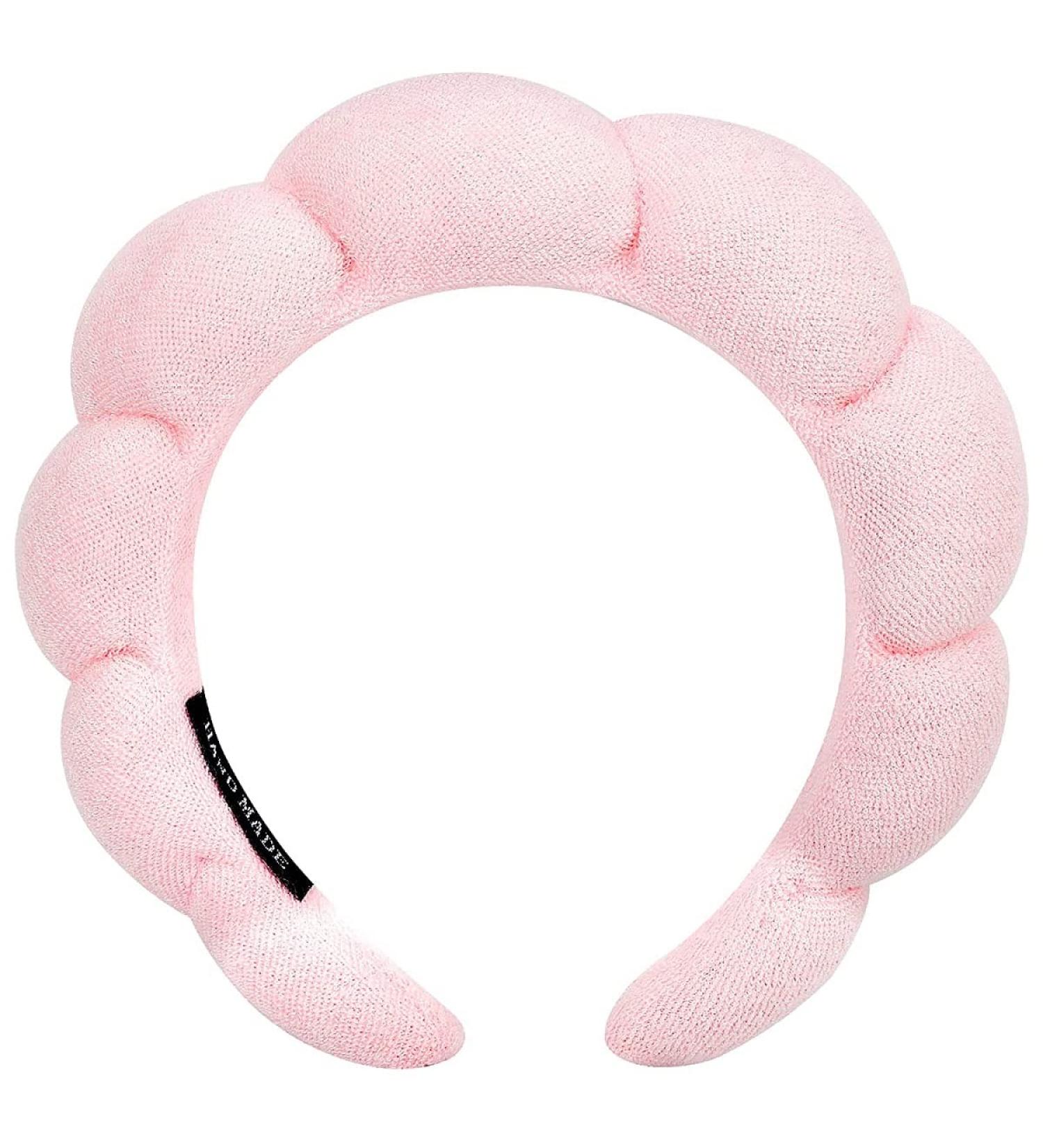Spa Headband for Women - Pink Sponge Hairband for Girls | Hair Hoop for Spa, Wash Face, Makeup & Yoga - Buy Online on GoSupps.com