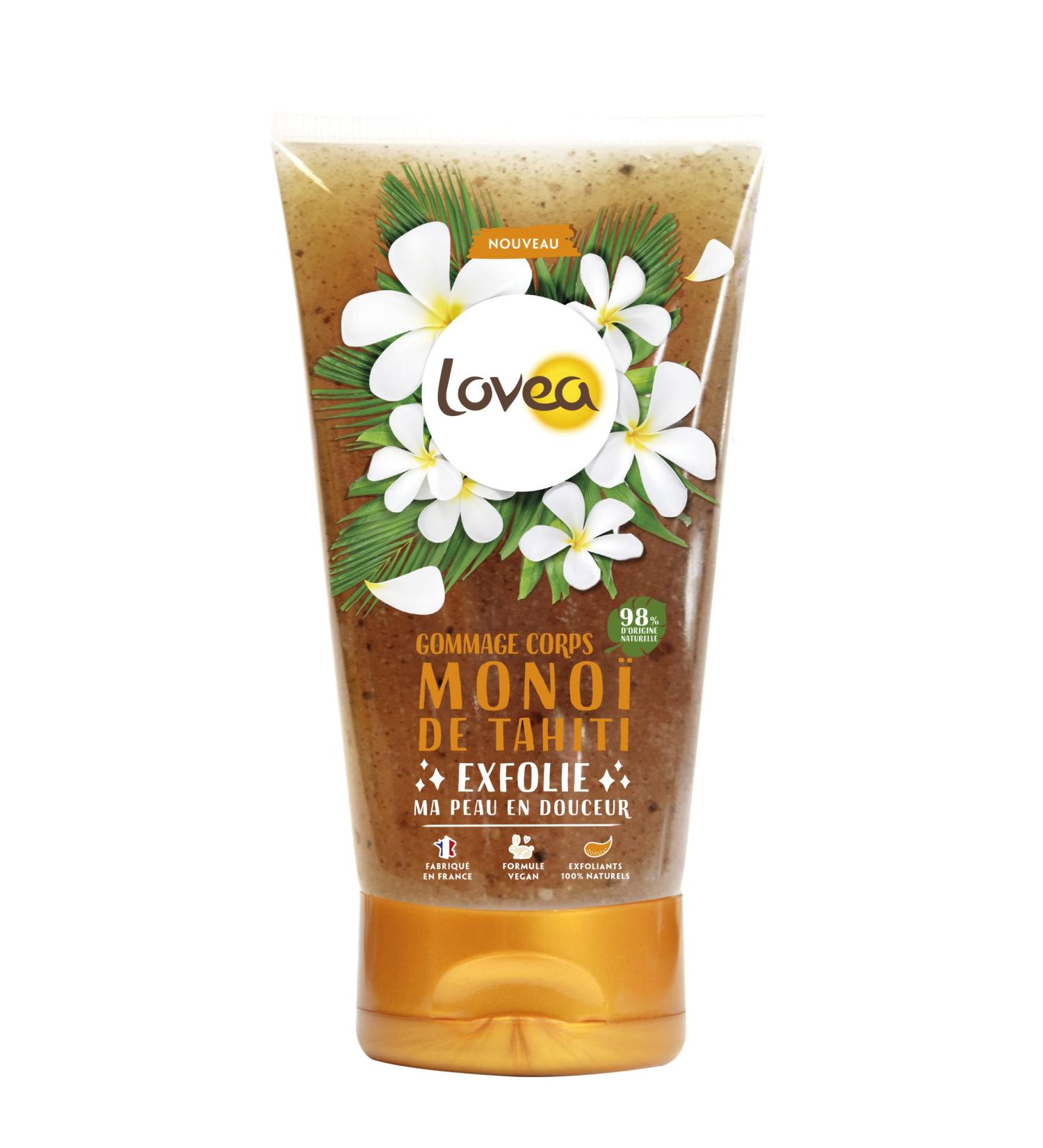 LOVEA - Body Scrub - Mono De Tahiti - Exfoliates Smooths & Softens - Melting Texture - Soft Grains - 98% Natural Origin - Vegan - Made in France - 150ml - Buy Online on GoSupps.com