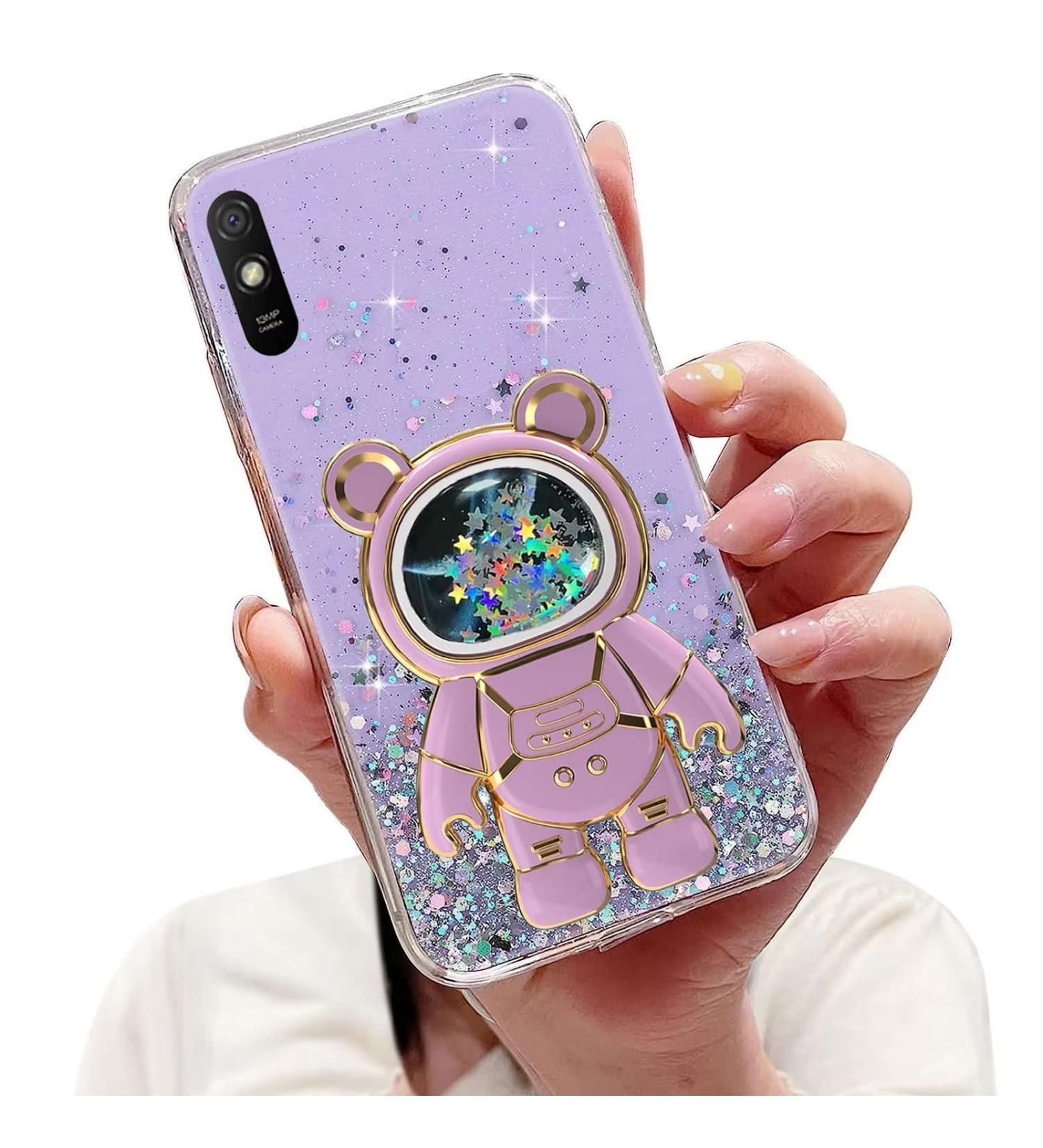 Buy Tivenfezk Nadoli Soft Silicone Glitter Astronaut Phone Case for Xiaomi Redmi 9A - Stylish Protective & Transparent Cover in Purple - Buy Online on GoSupps.com