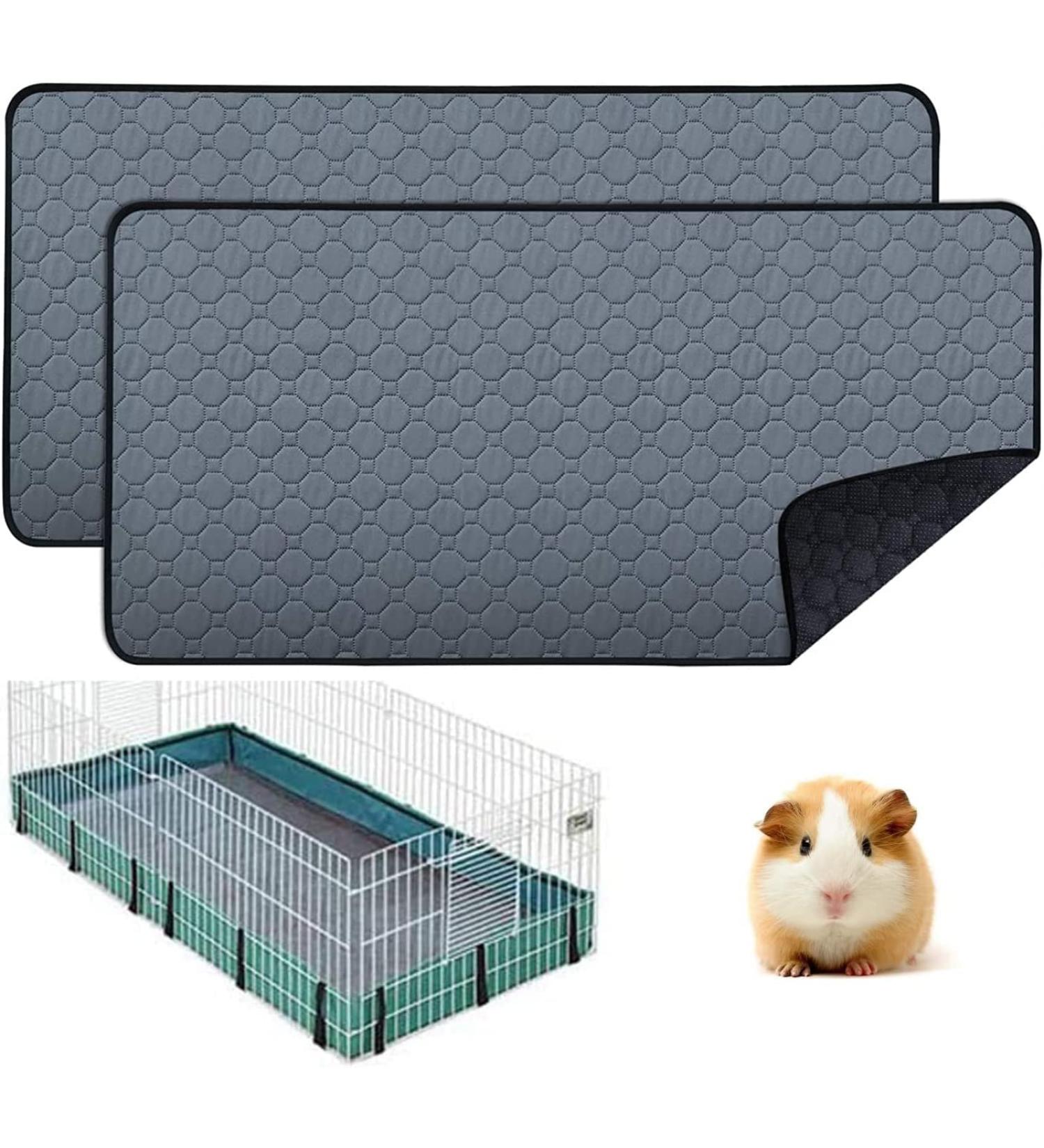 Washable Guinea Pig Cage Liners 24x47 2 Pack Reusable Waterproof Pee Pads for Small Animals Absorbent Guinea Pig Bedding
