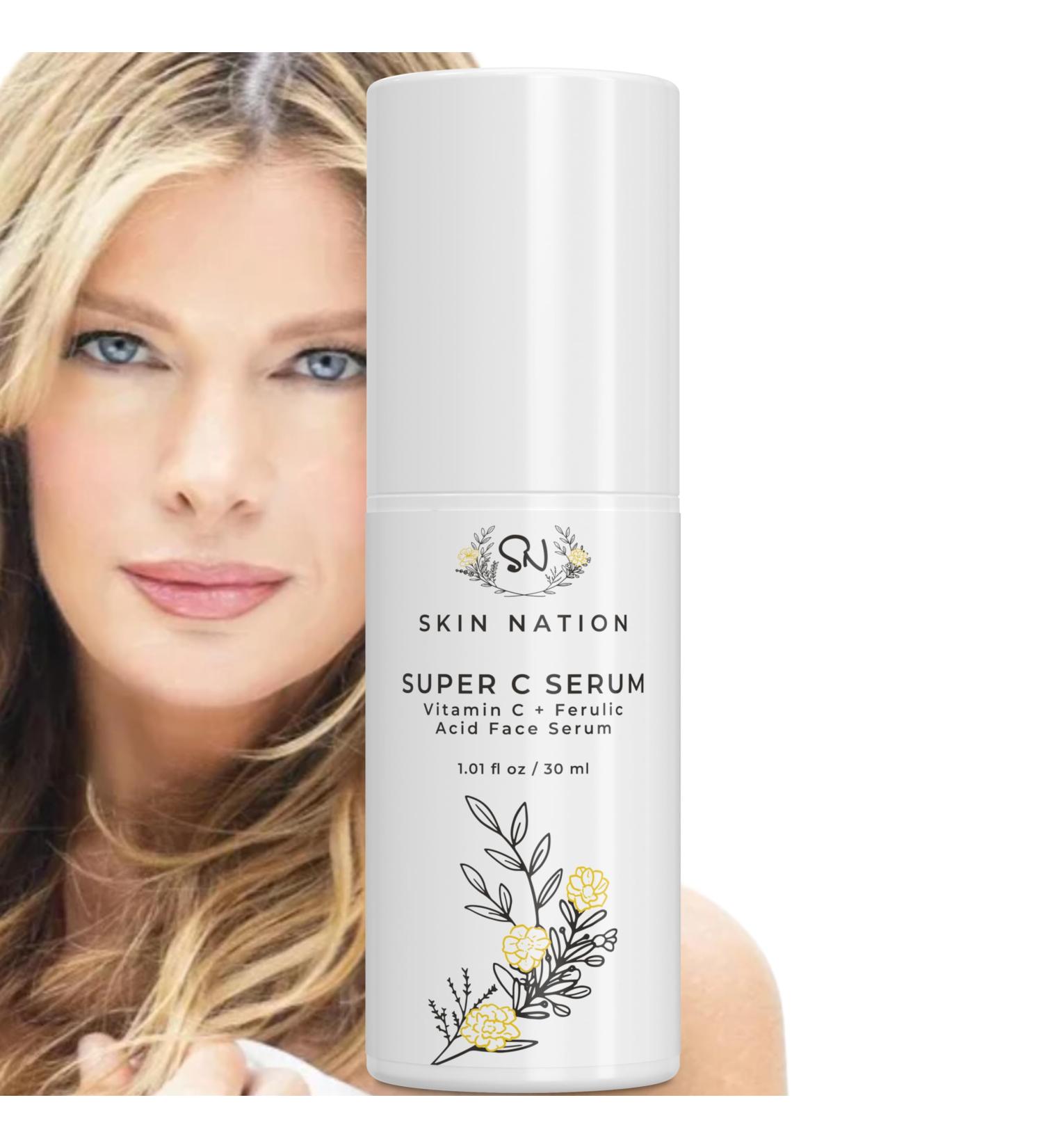 Skin Nation Vitamin C Serum Deep Penetration for Collagen Boost Dark Spot Reduction & Intense Hydration - Shop Internationally - Buy Online on GoSupps.com