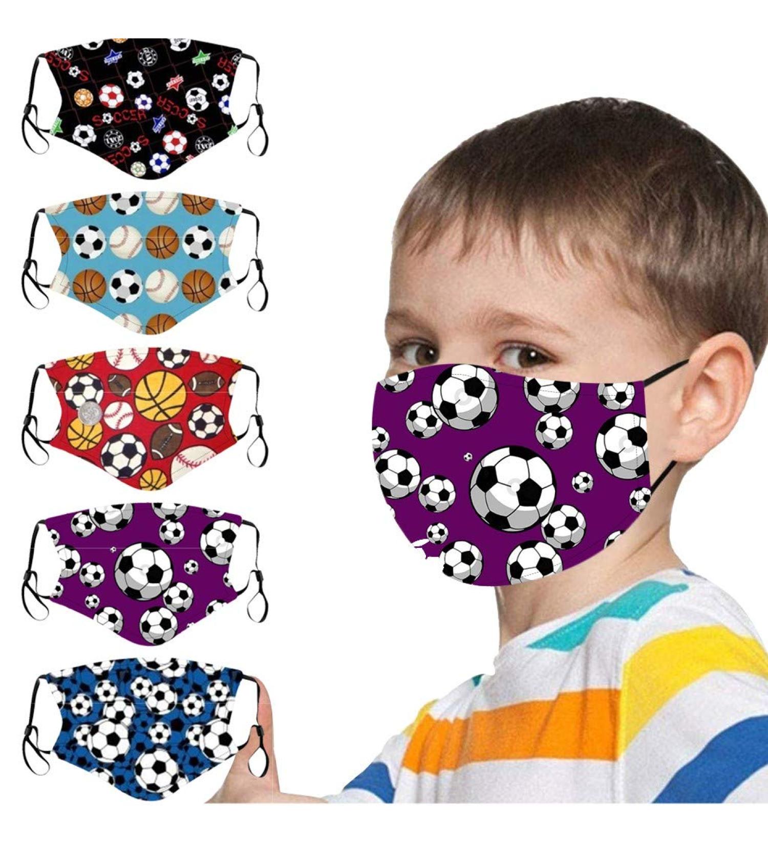 5pcs Children Ball Cute Cartoon Pattern Washable Reusable Adjustable Comfortable Elastic Earloop Face_Mask - Buy Online on GoSupps.com