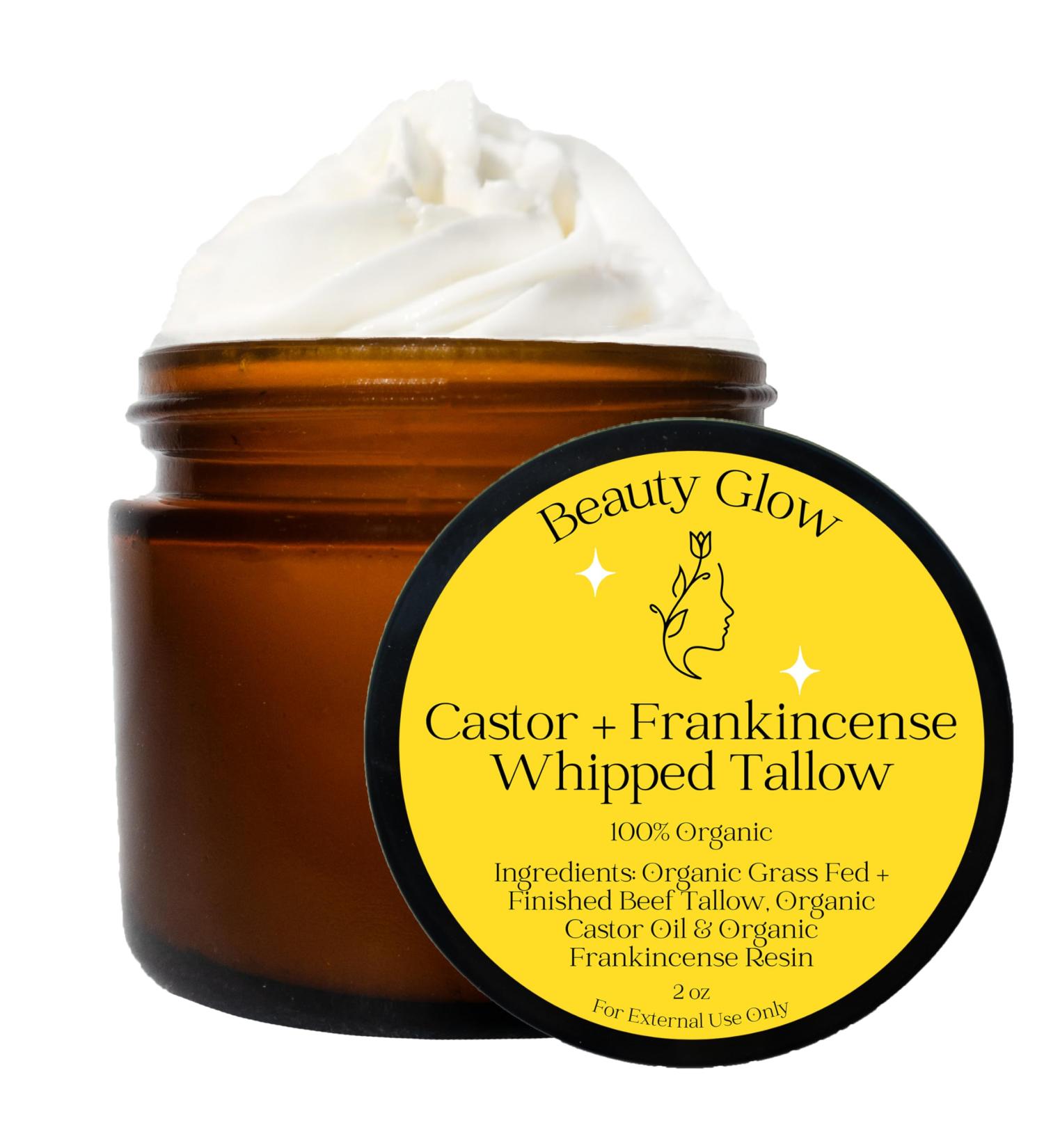 Frankincense & Castor Oil Beef Tallow Grass Fed & Finished Organic Moisturizer for Skin Hydrating & Nourishing for Cracked Dry Skin Age Defying - Buy Online on GoSupps.com